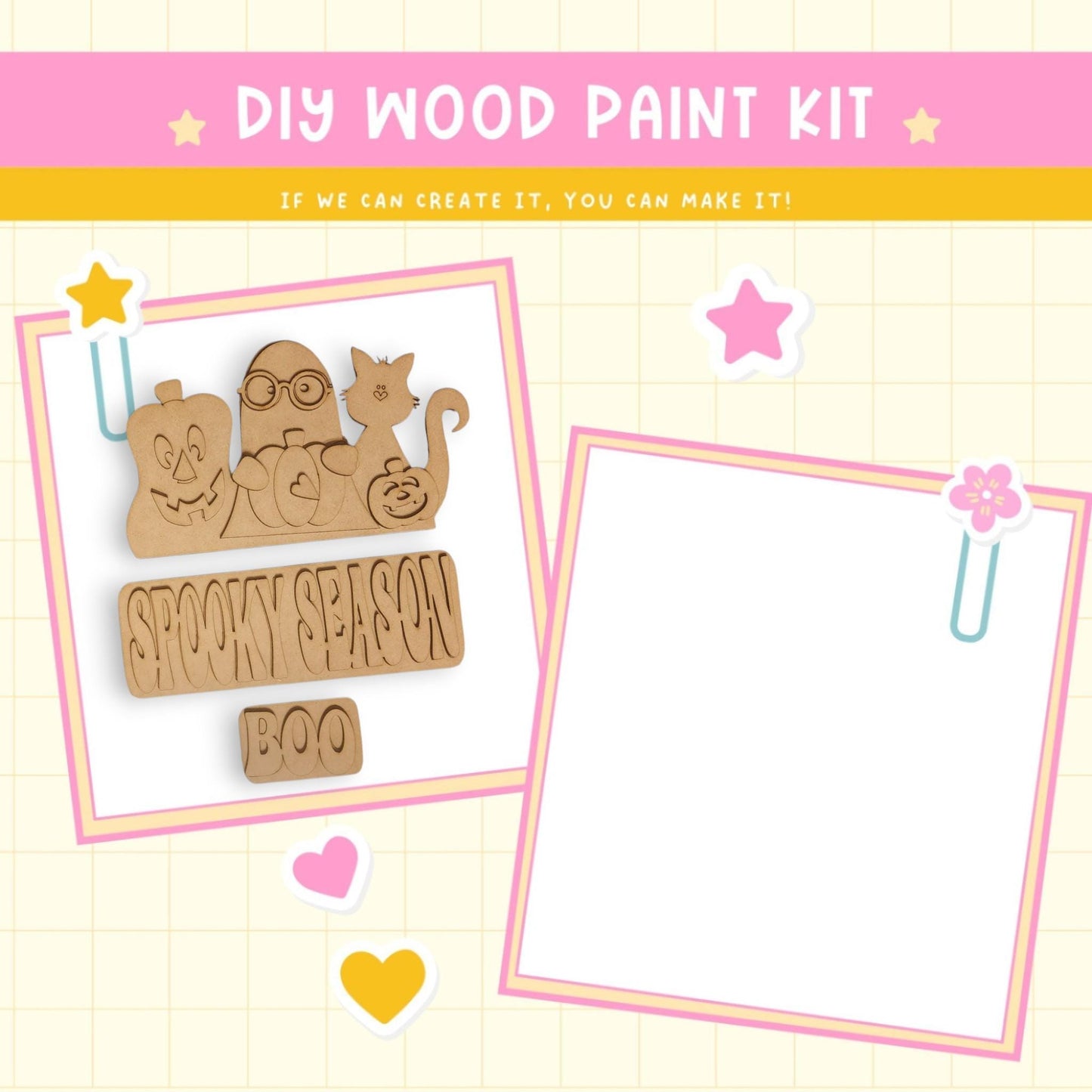 a wooden craft kit with a picture of a cat and a dog