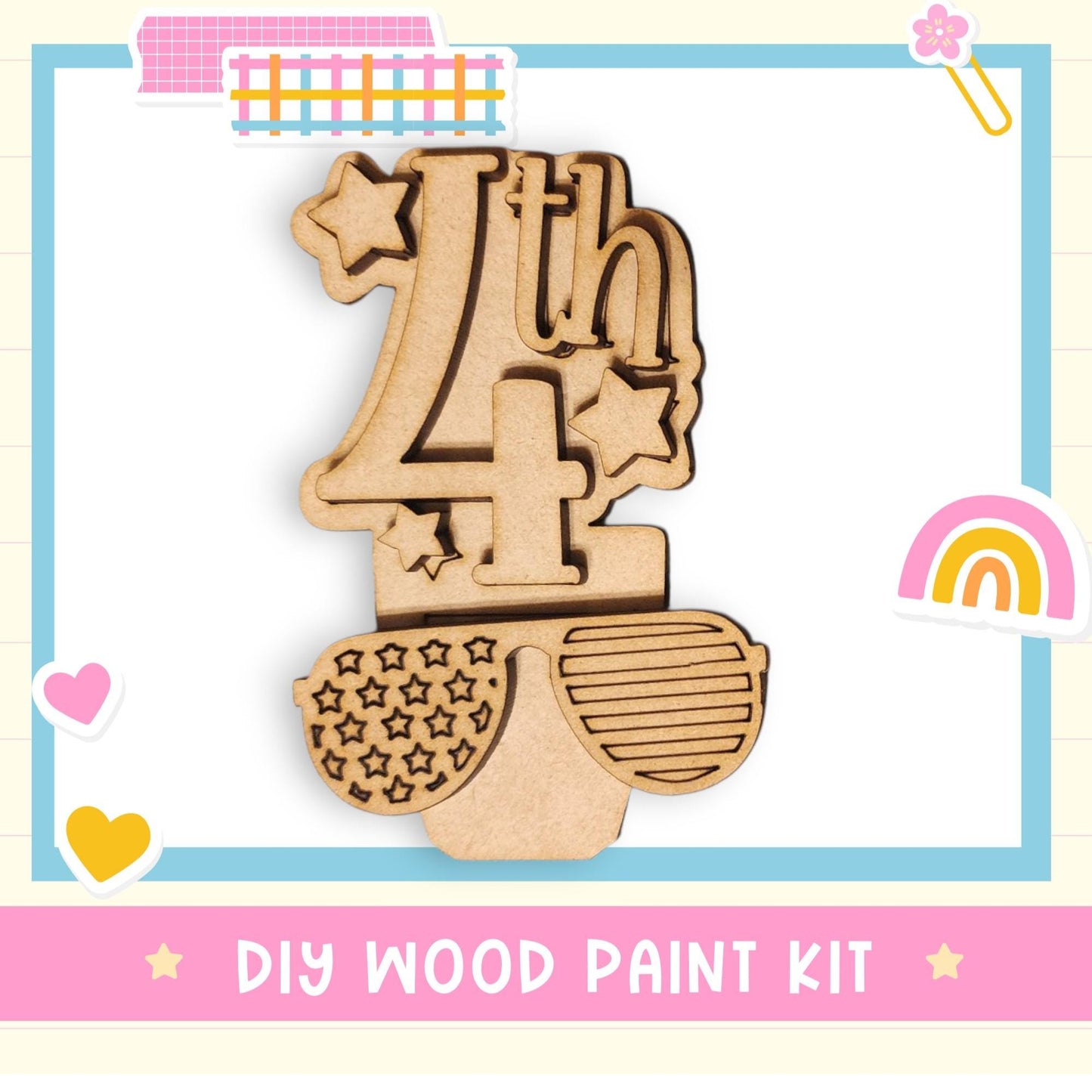 a wooden craft kit with the number four on it