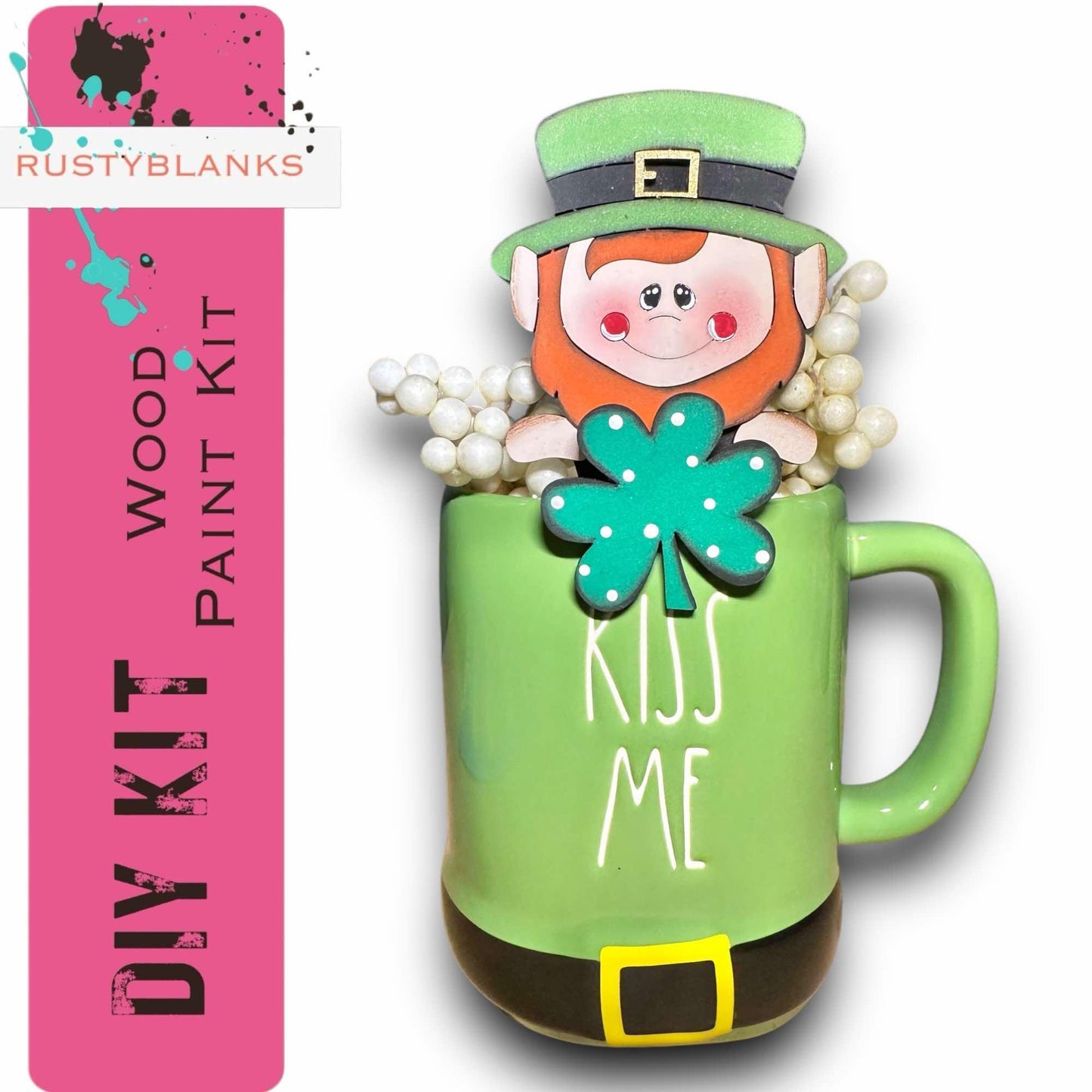 a st patrick's day mug with a lepreite in it