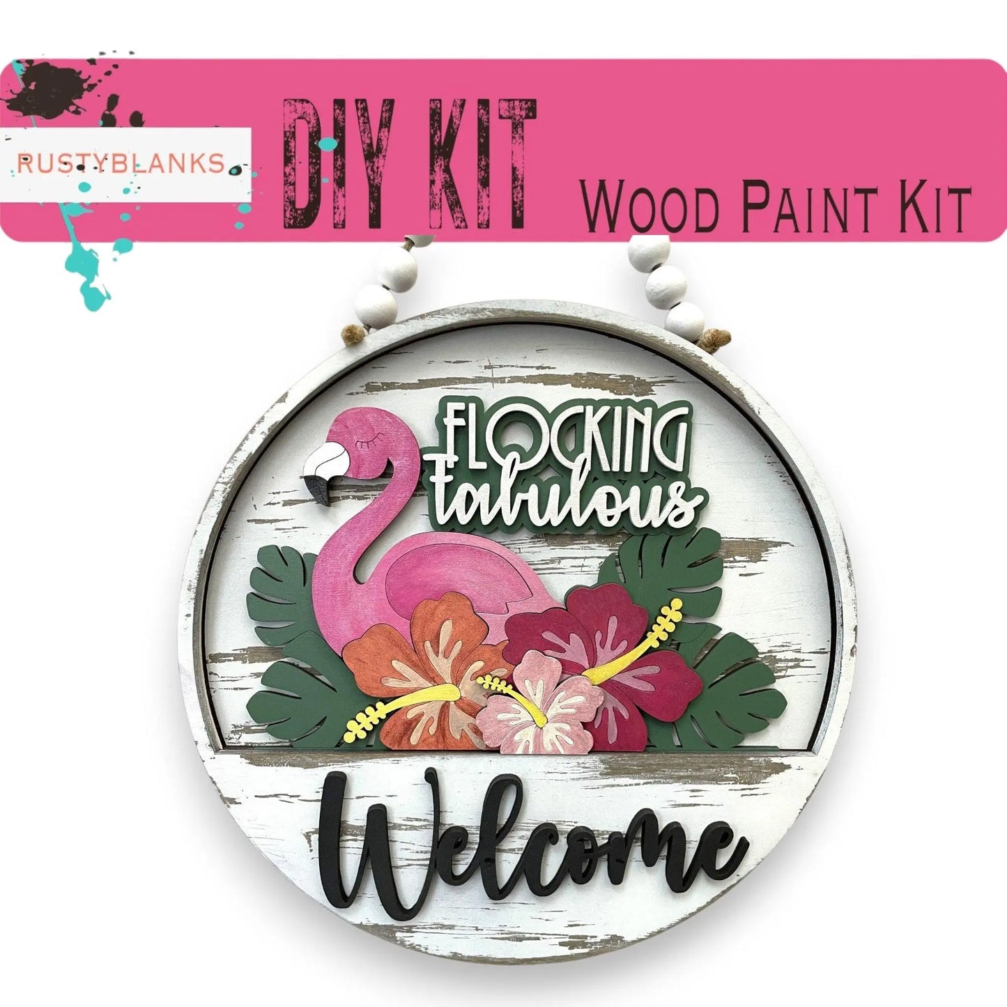 a sign with a pink flamingo on it