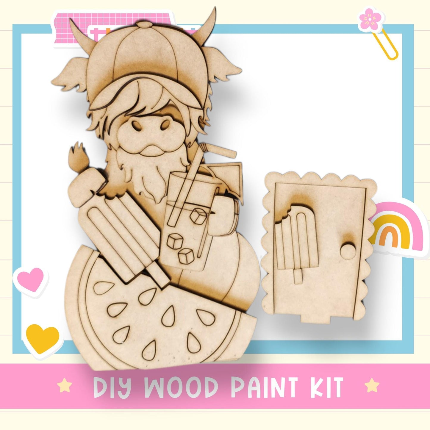 a wooden cutout of a cartoon character