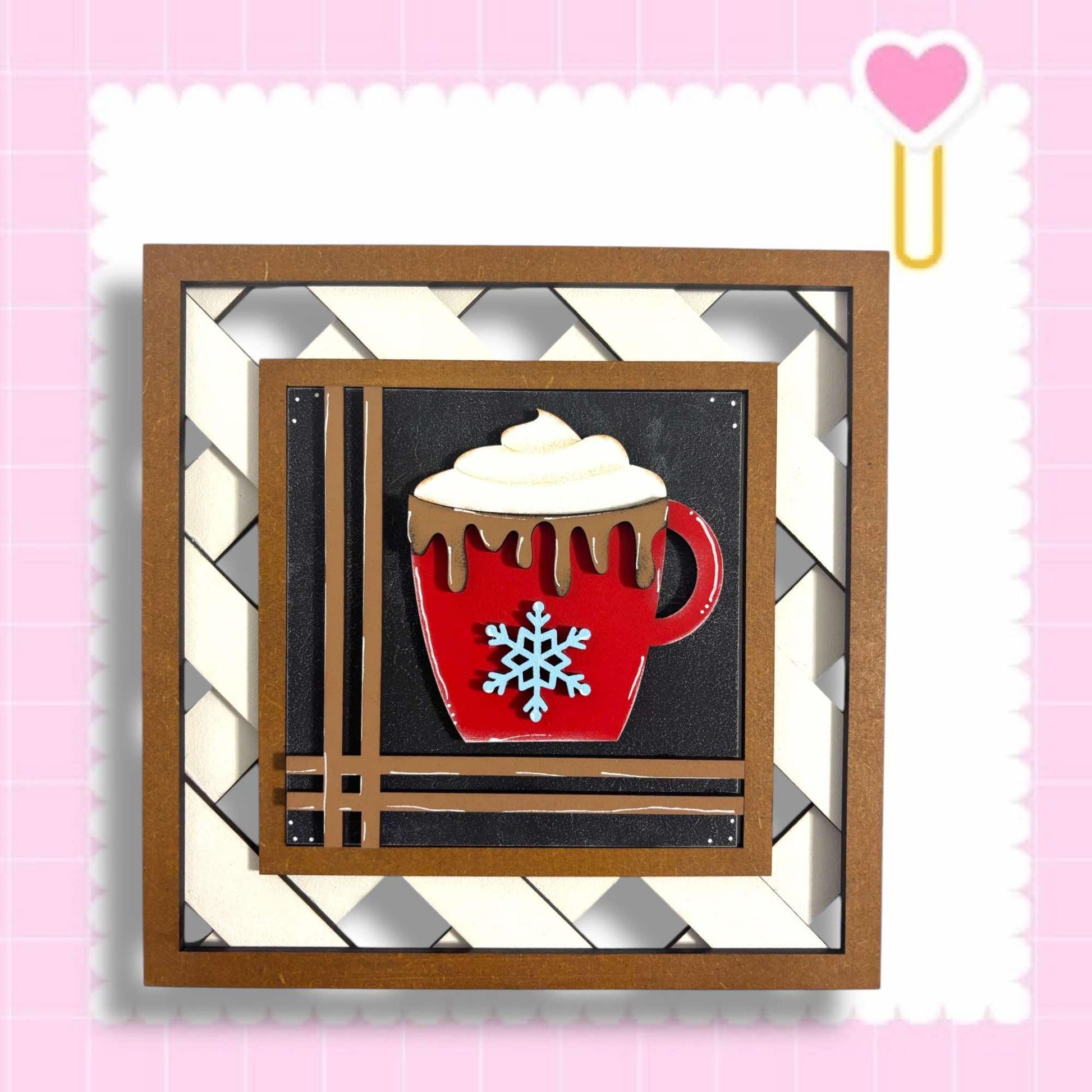 a card with a picture of a cup of coffee