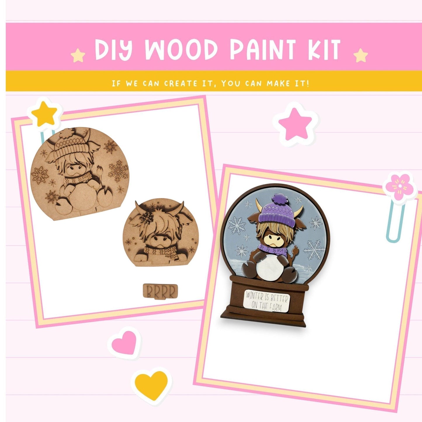 a wooden craft kit with a picture of a cat