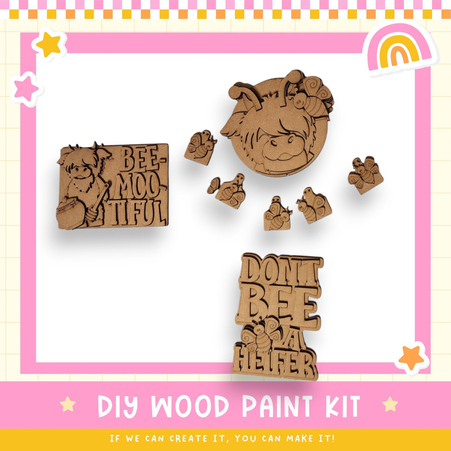 a wooden craft kit with a picture of a cat