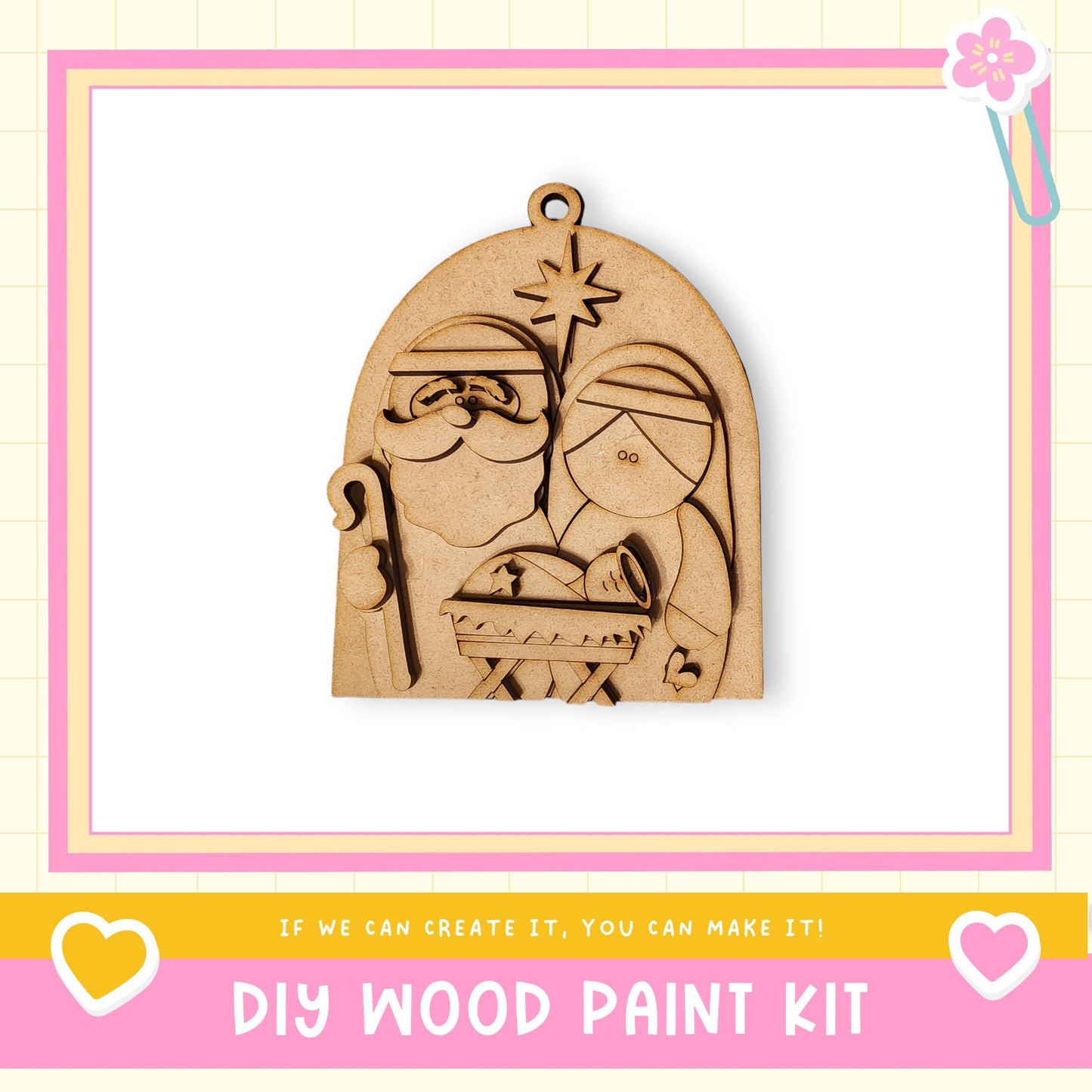 Nativity Ornament Kit - DIY Wood Craft | Laser Cut Ornament, Rustic Christmas Craft