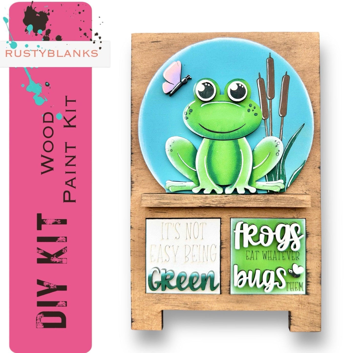 a picture of a frog on a shelf