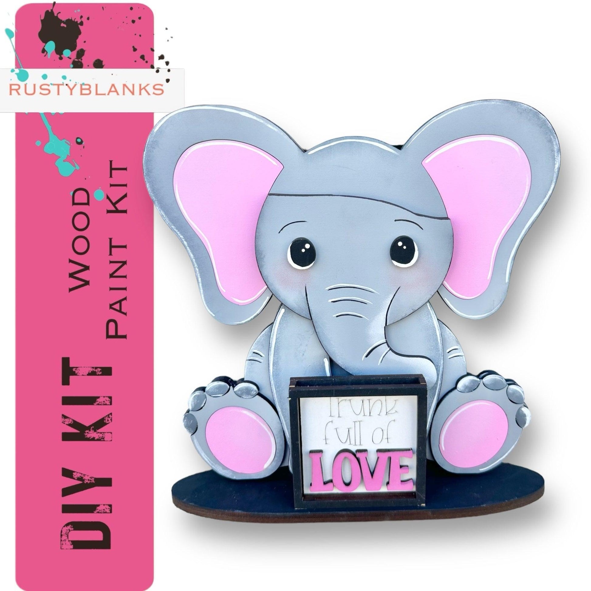 a picture of an elephant with a sign
