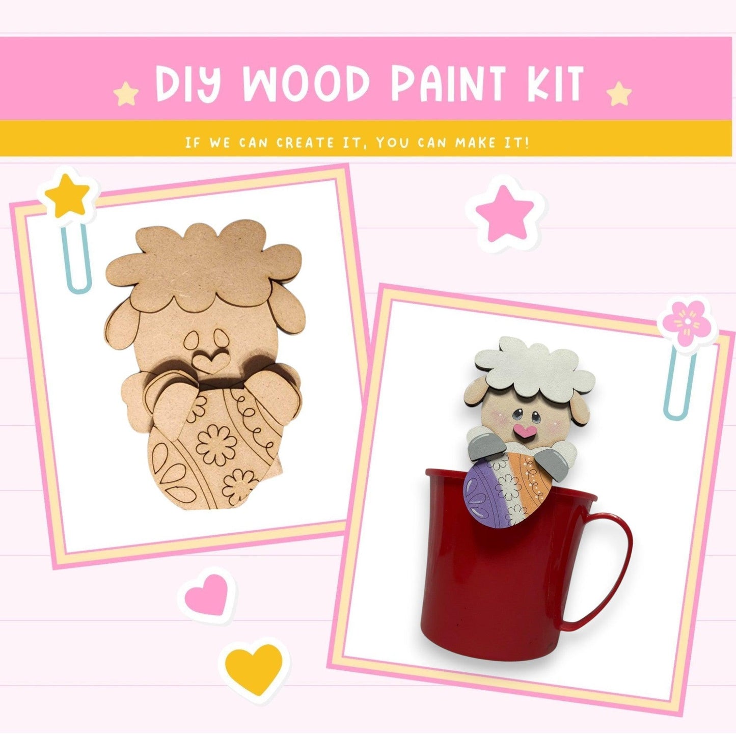 a picture of a sheep in a cup and a picture of a sheep in a