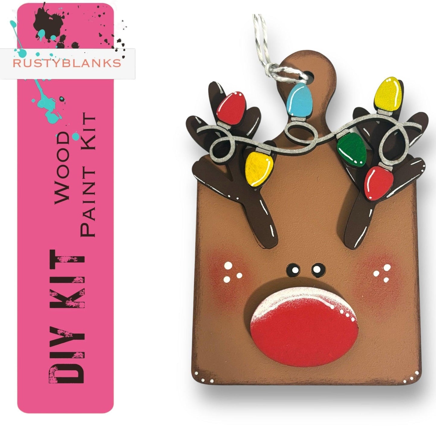 a christmas ornament with a reindeer face on it