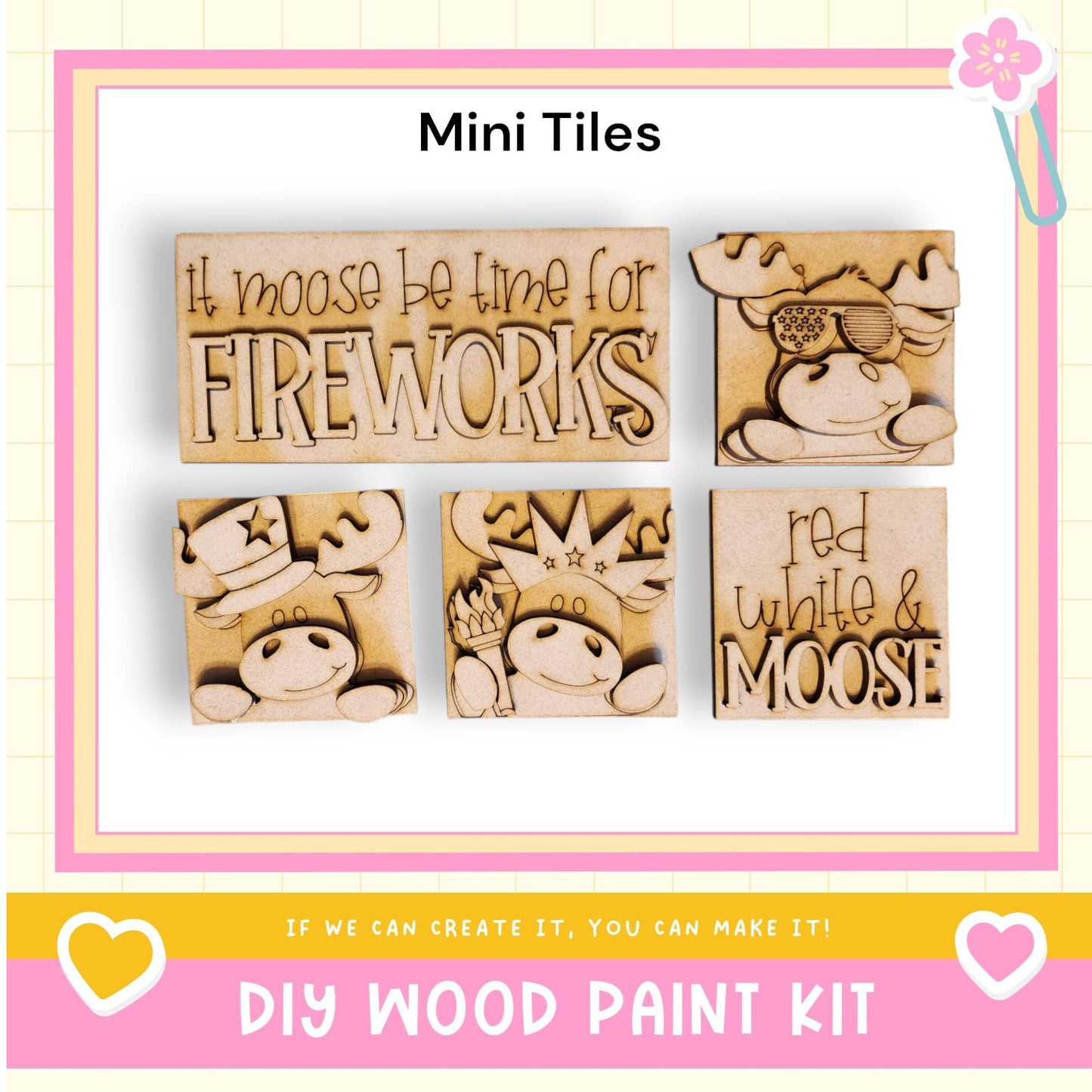 a set of four wooden stamps with words on them