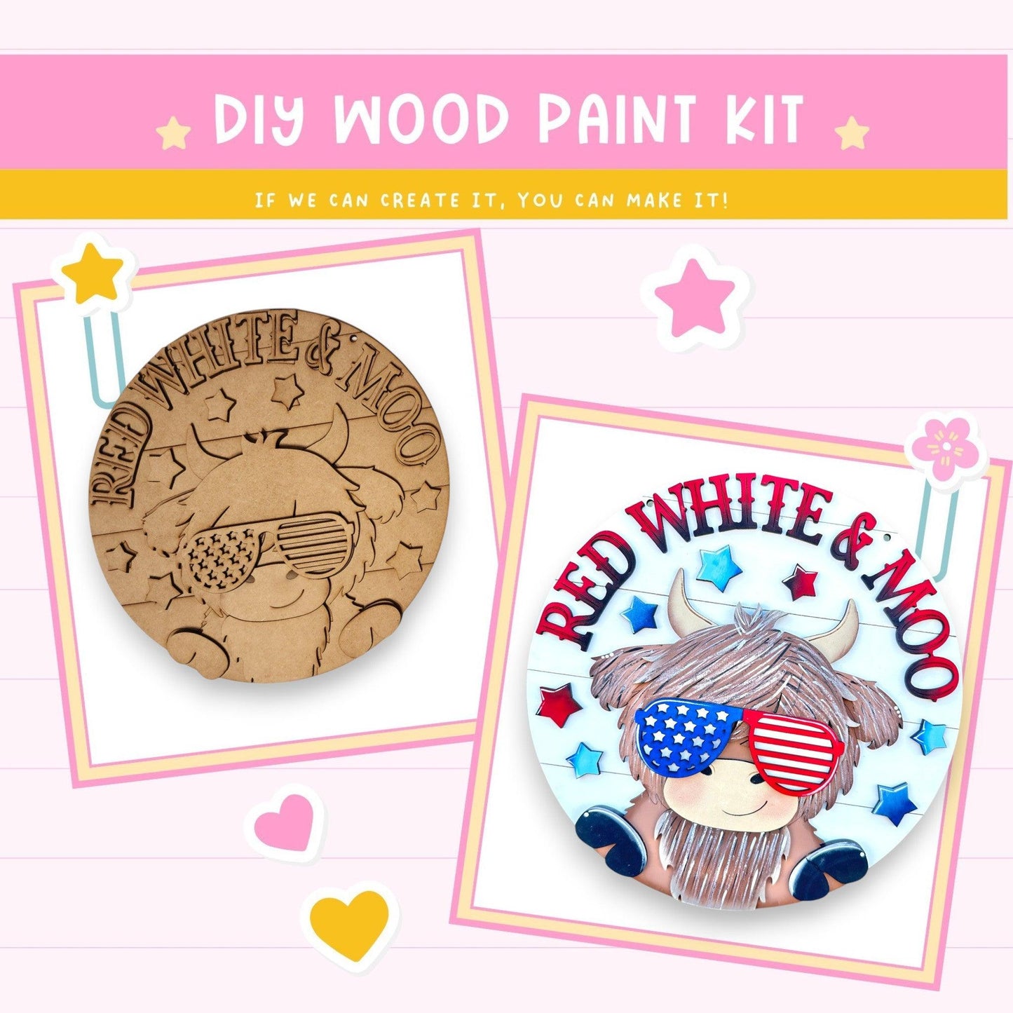 a red, white and blue pin and a wooden pin