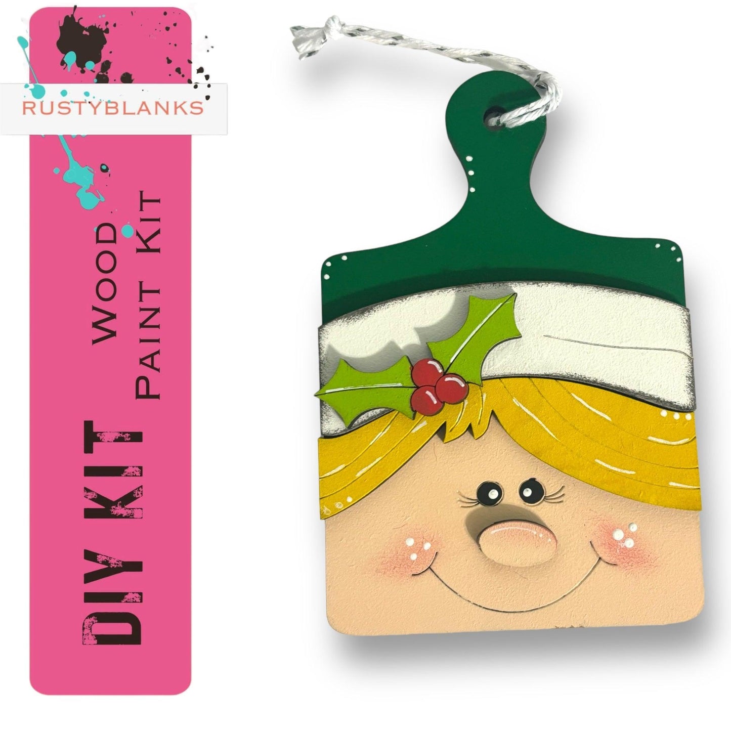 a wooden ornament with a picture of a girl's face on it
