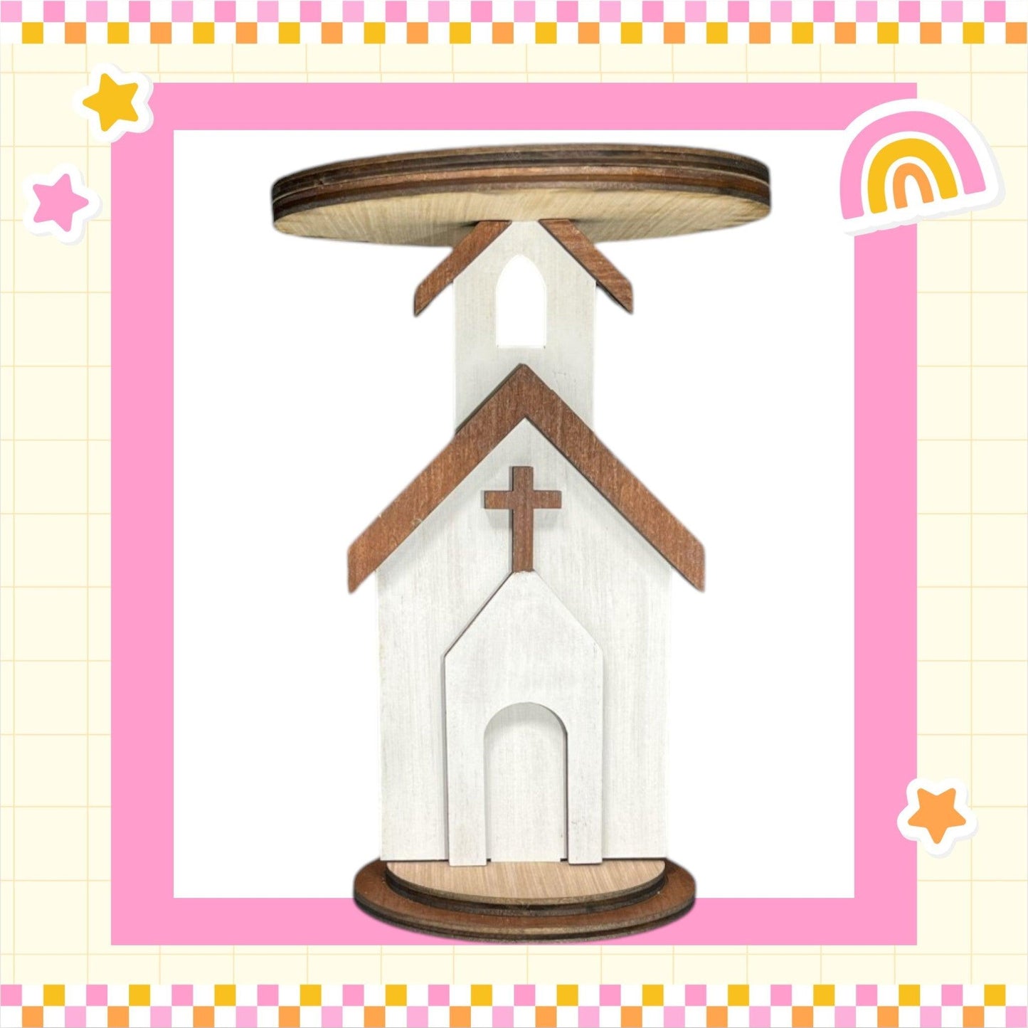 a picture of a church with a cross on it