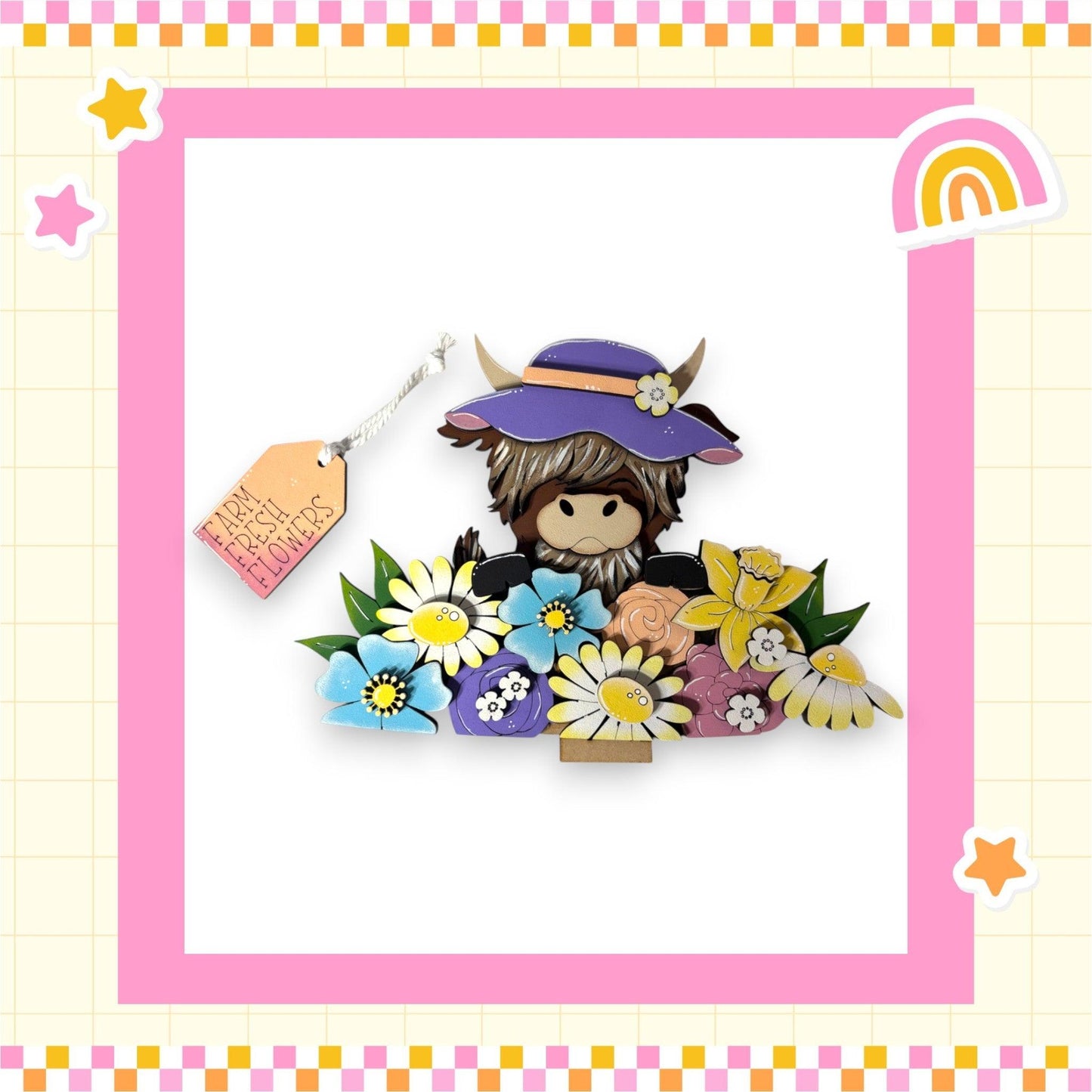 a card with a picture of a girl and flowers