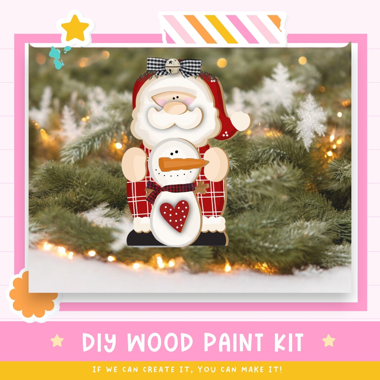 a picture of a santa clause on a christmas tree