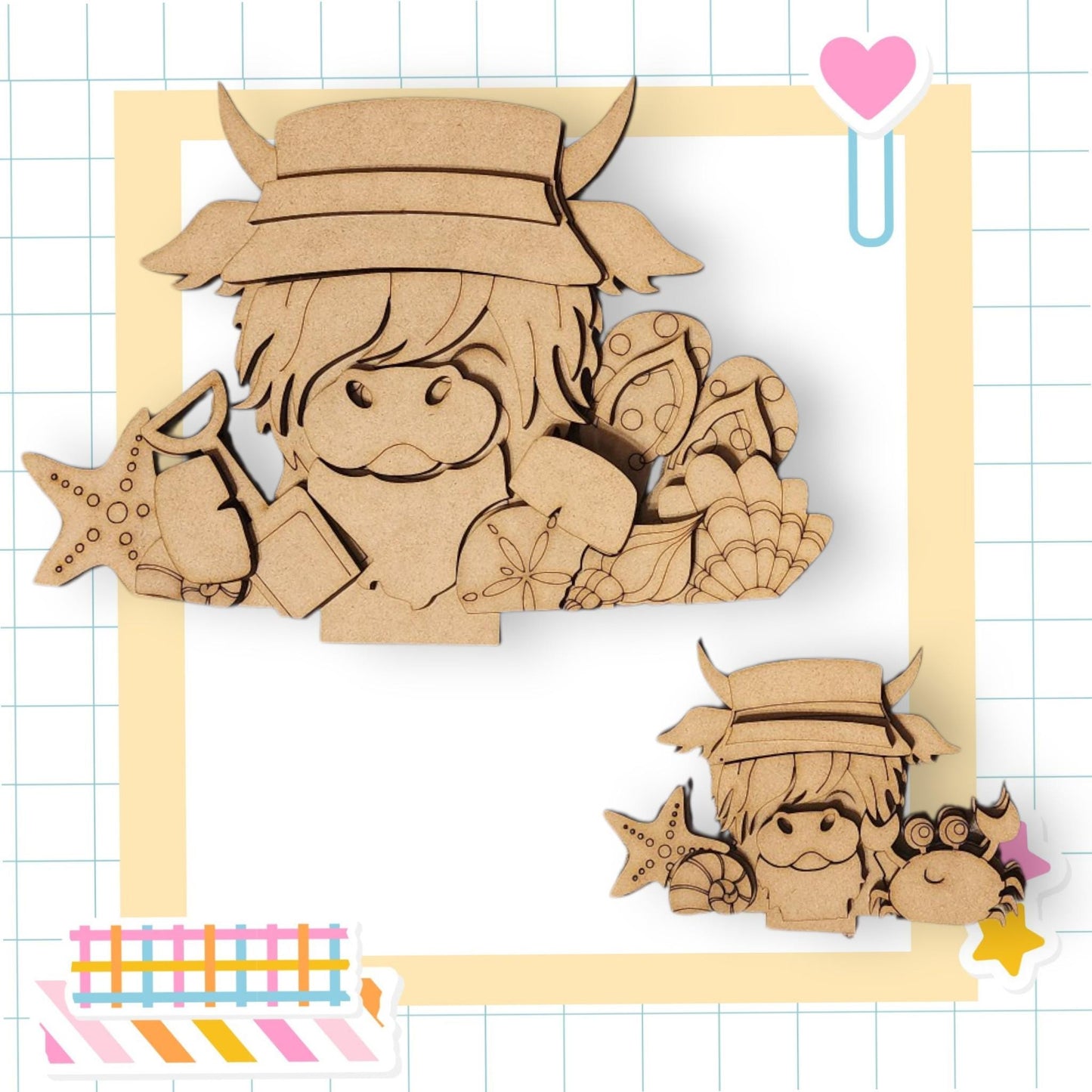 a wooden cutout of a cartoon character