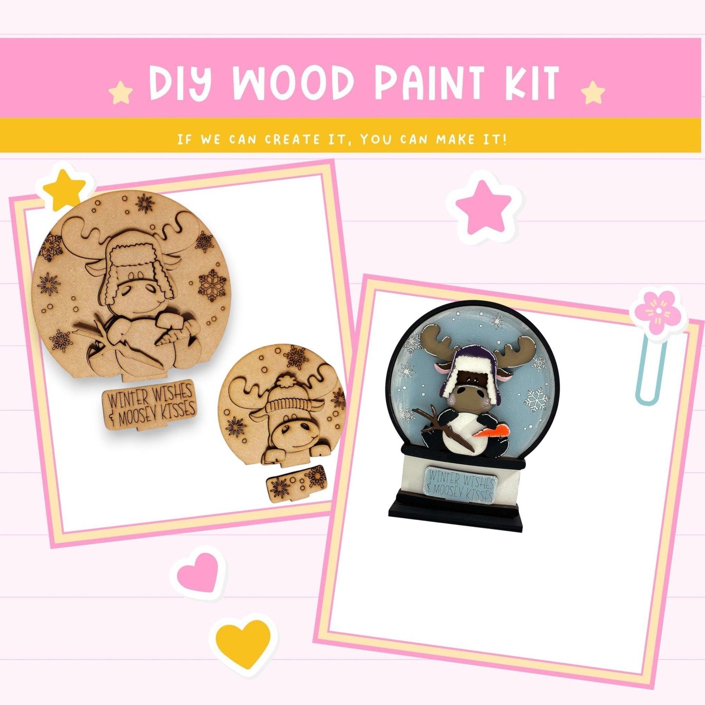 a wooden craft kit with a picture of a cow