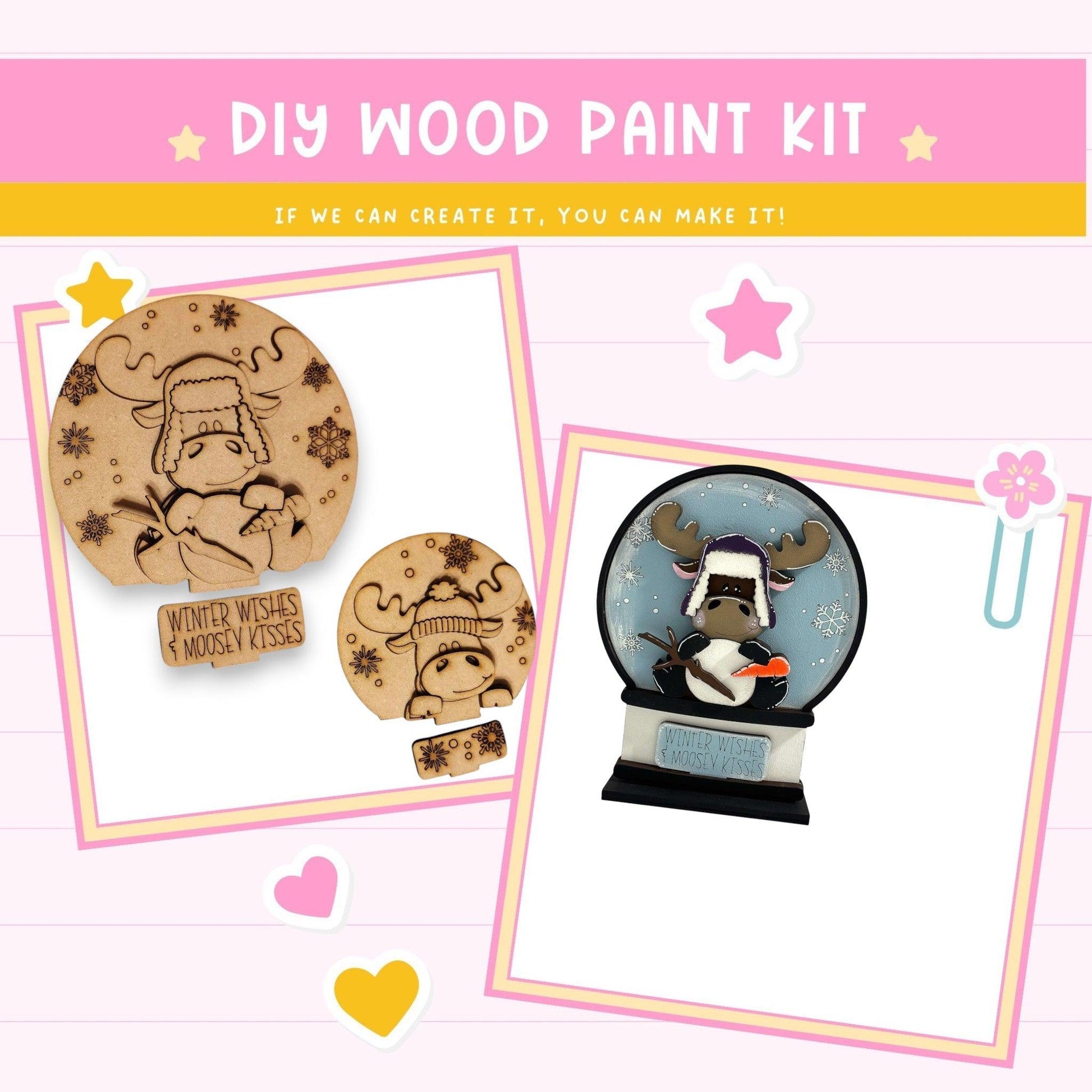 a wooden craft kit with a picture of a cow