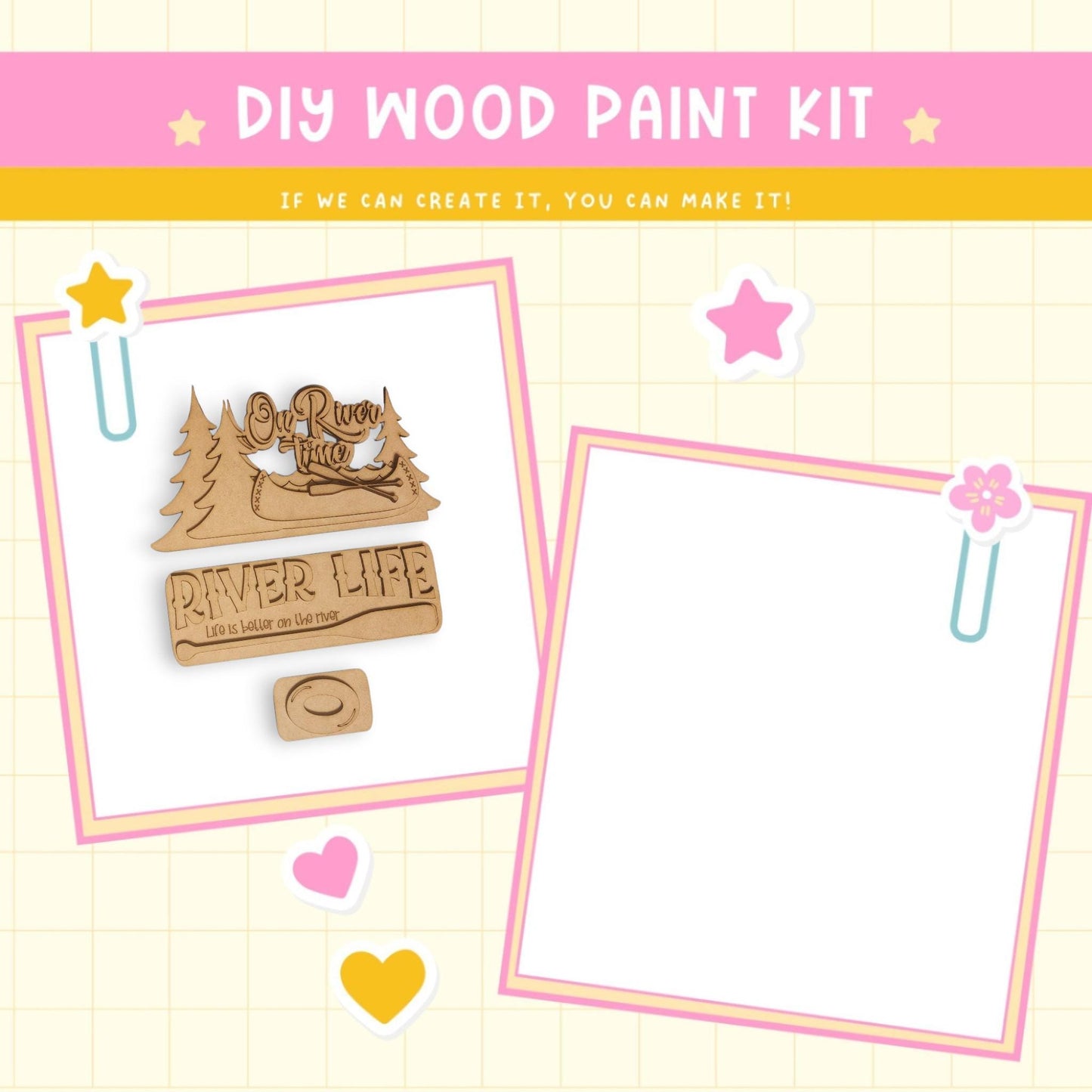 a picture of a wooden craft kit with a picture of a camper and a
