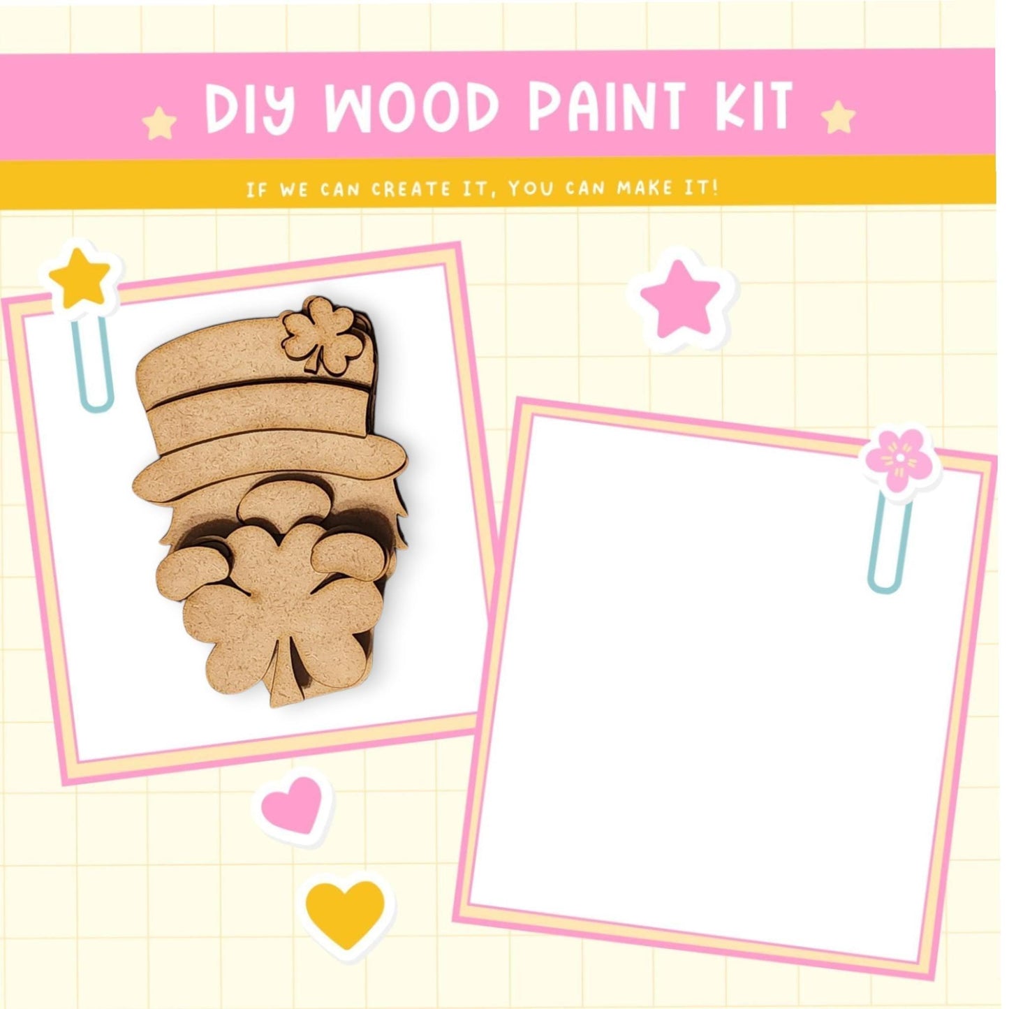 a wooden craft kit with a picture of a pile of wood