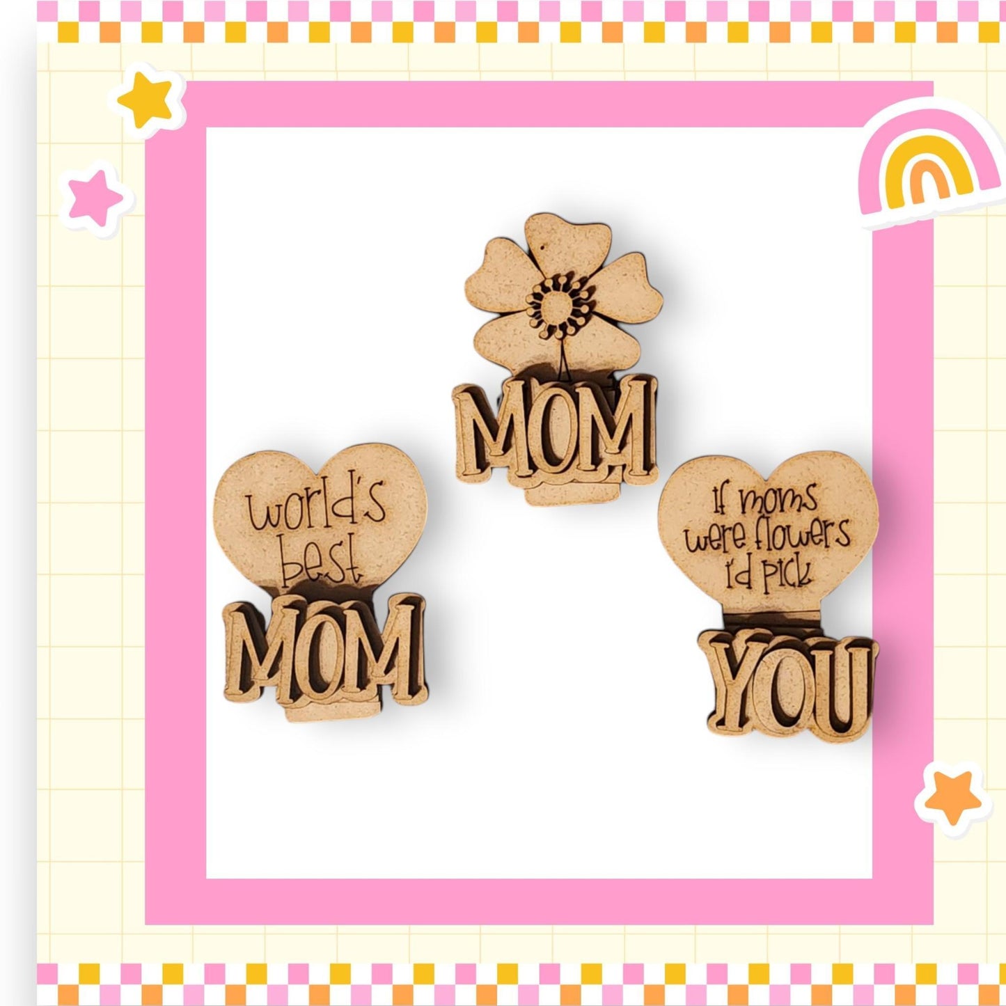 three wooden magnets with the words world's best mom on them
