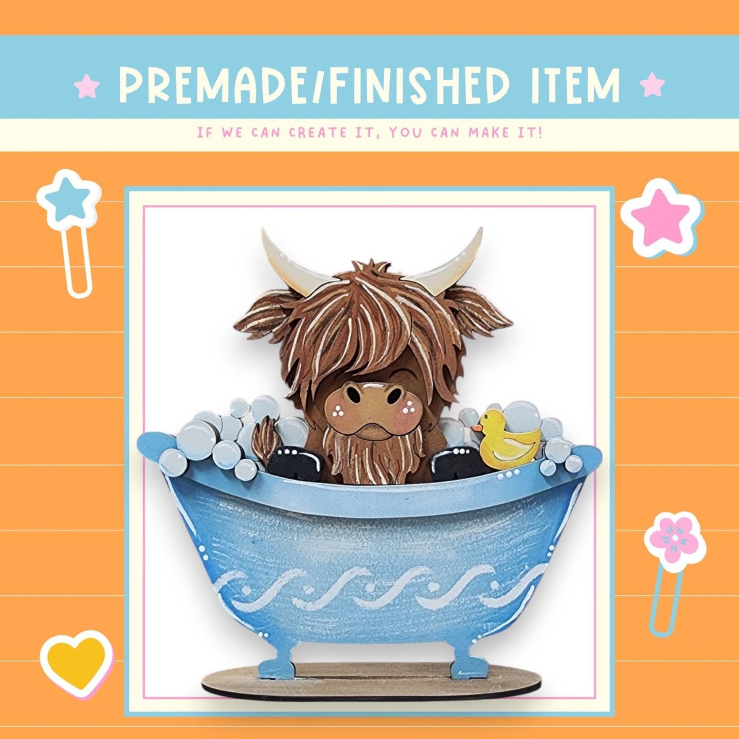 a card with a picture of a cow in a bathtub