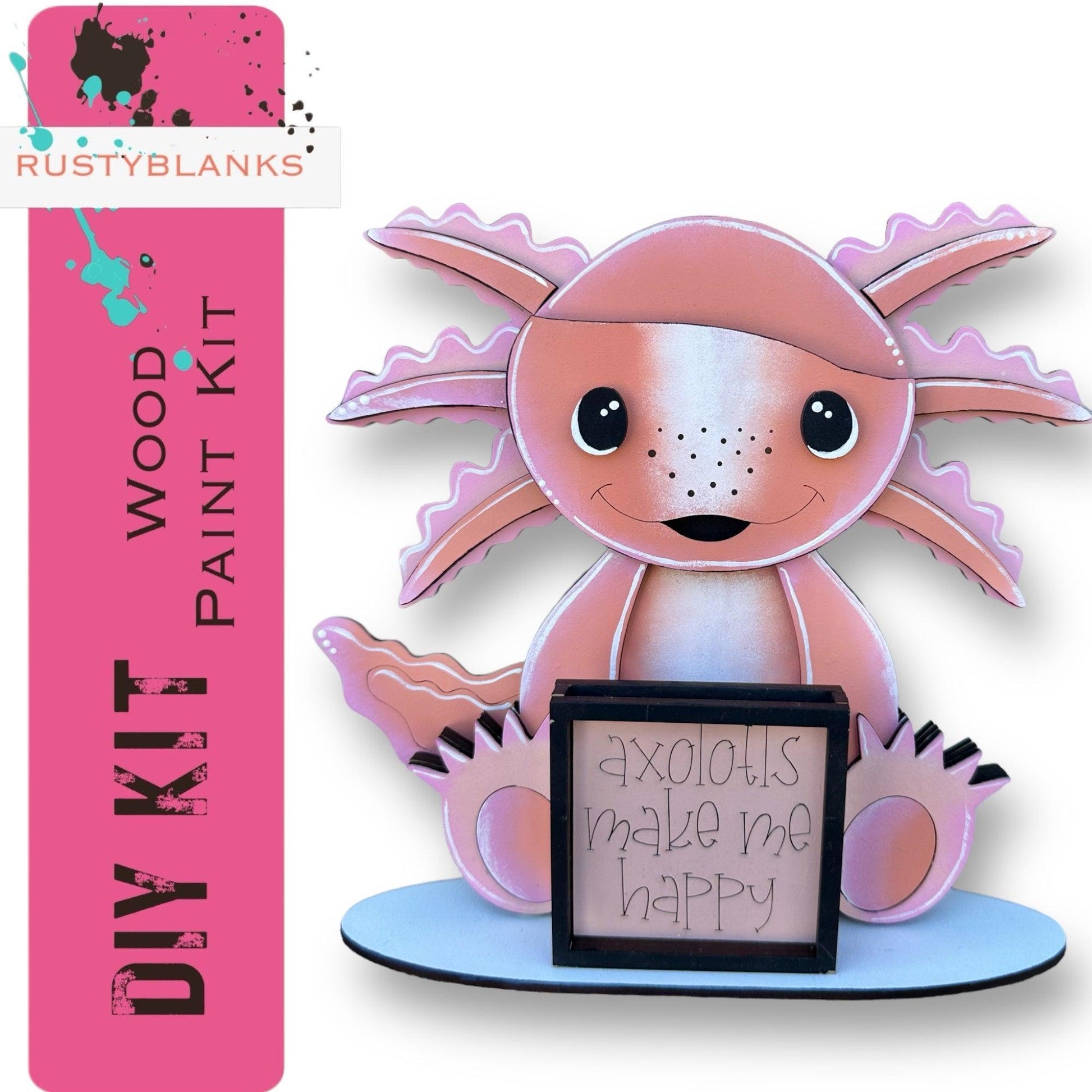 a picture of a pink monster with a sign