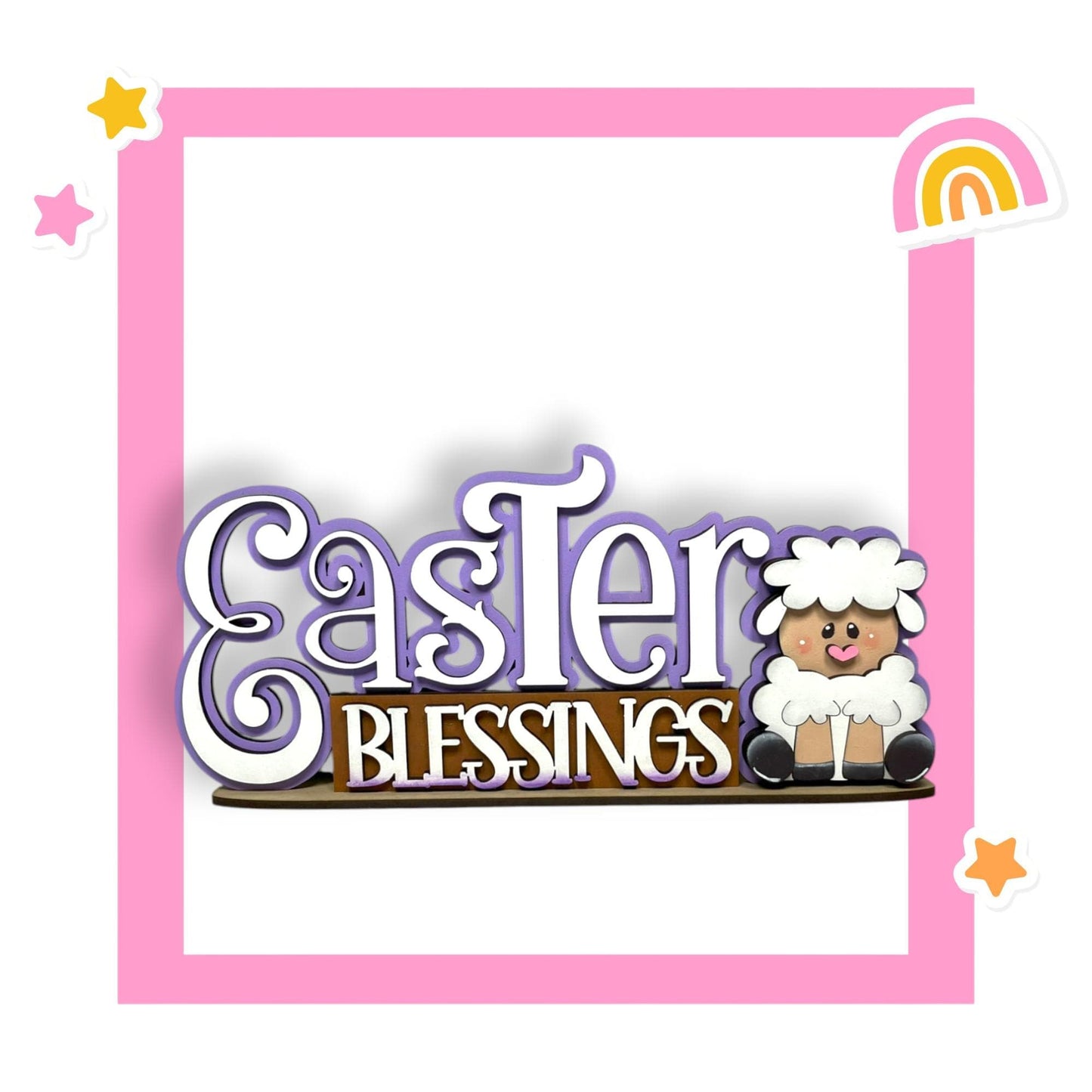 a picture of a sheep with the word easter on it