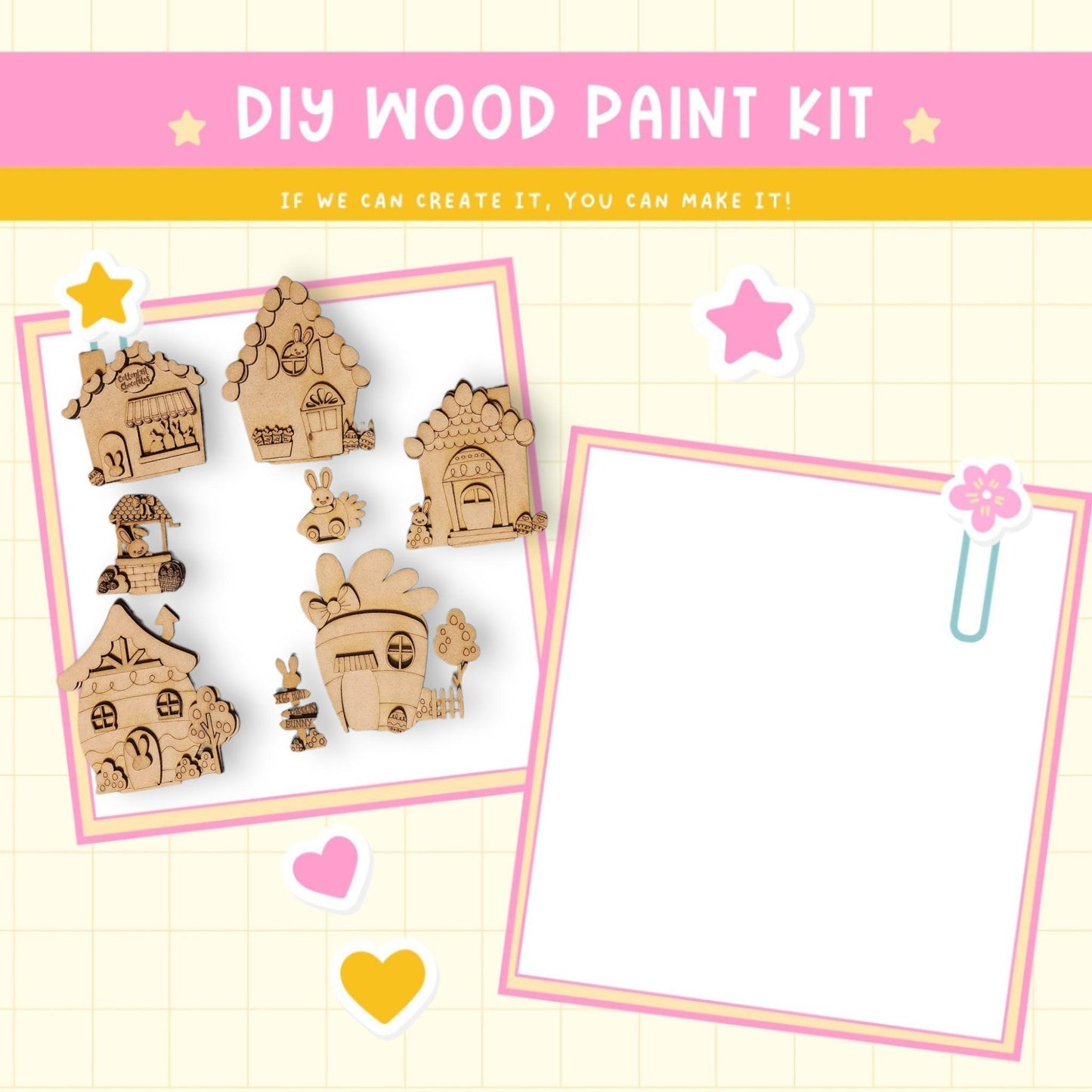 a wooden craft kit with a picture of a house