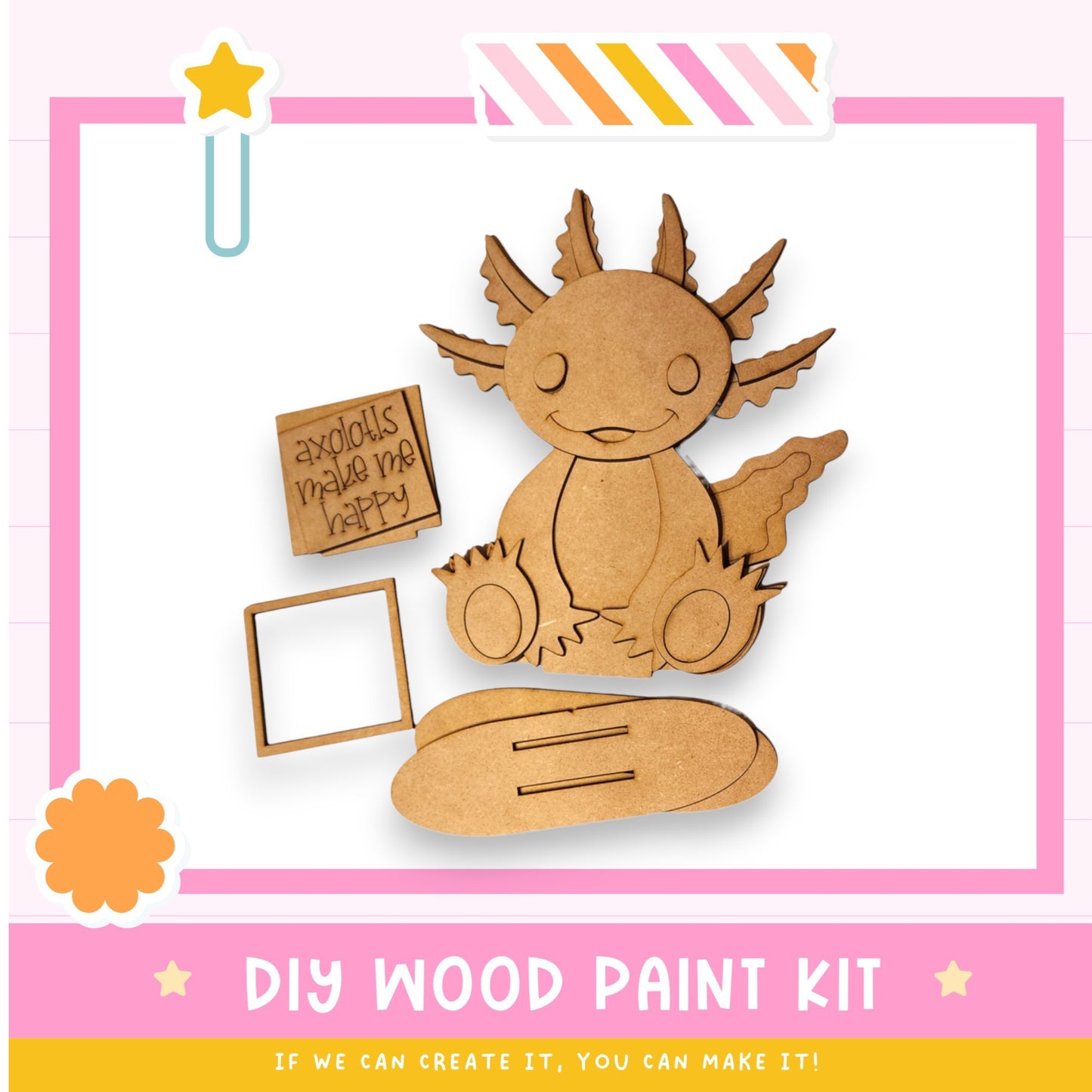 a wooden craft kit with a picture of a dragon