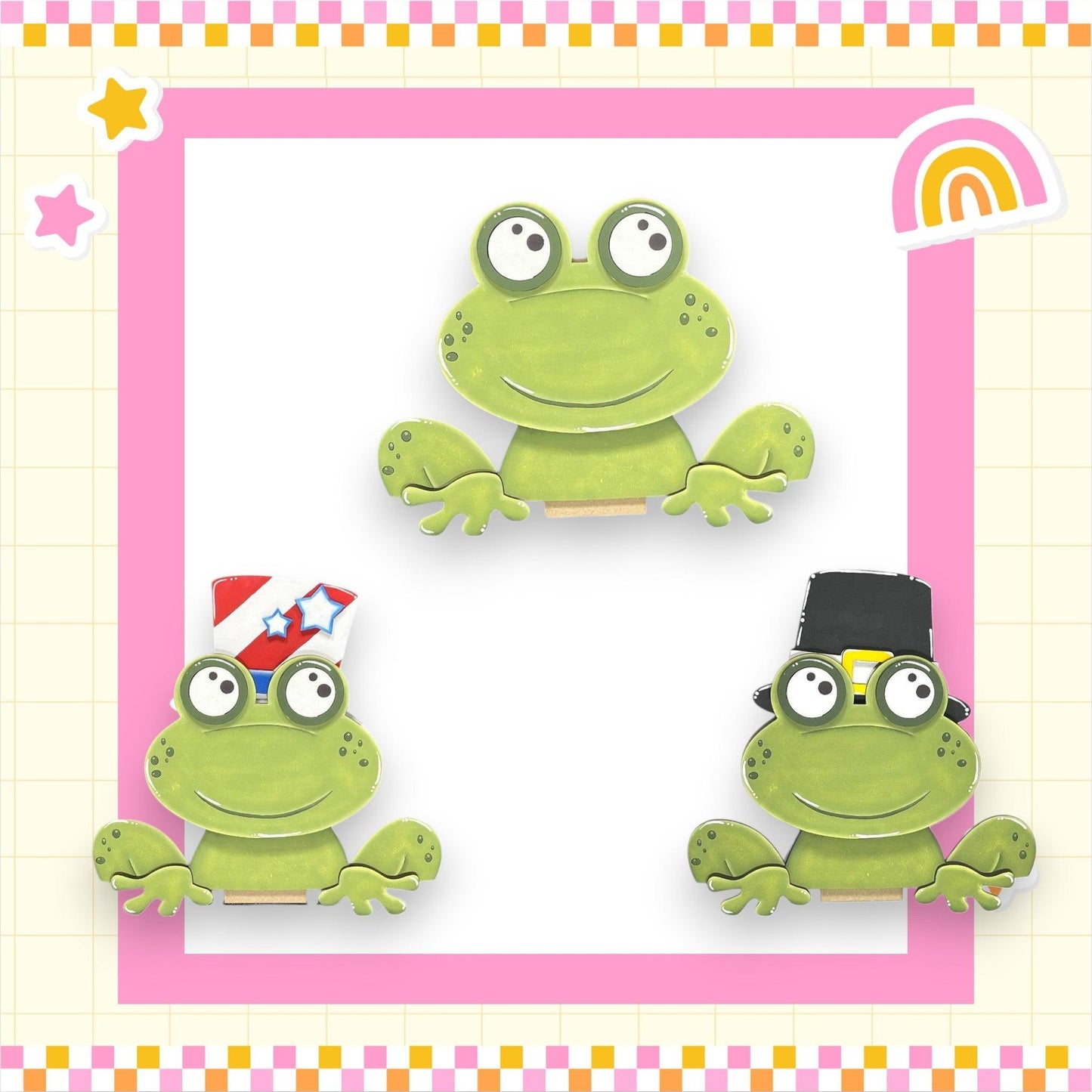 a paper cutout of a frog wearing a top hat