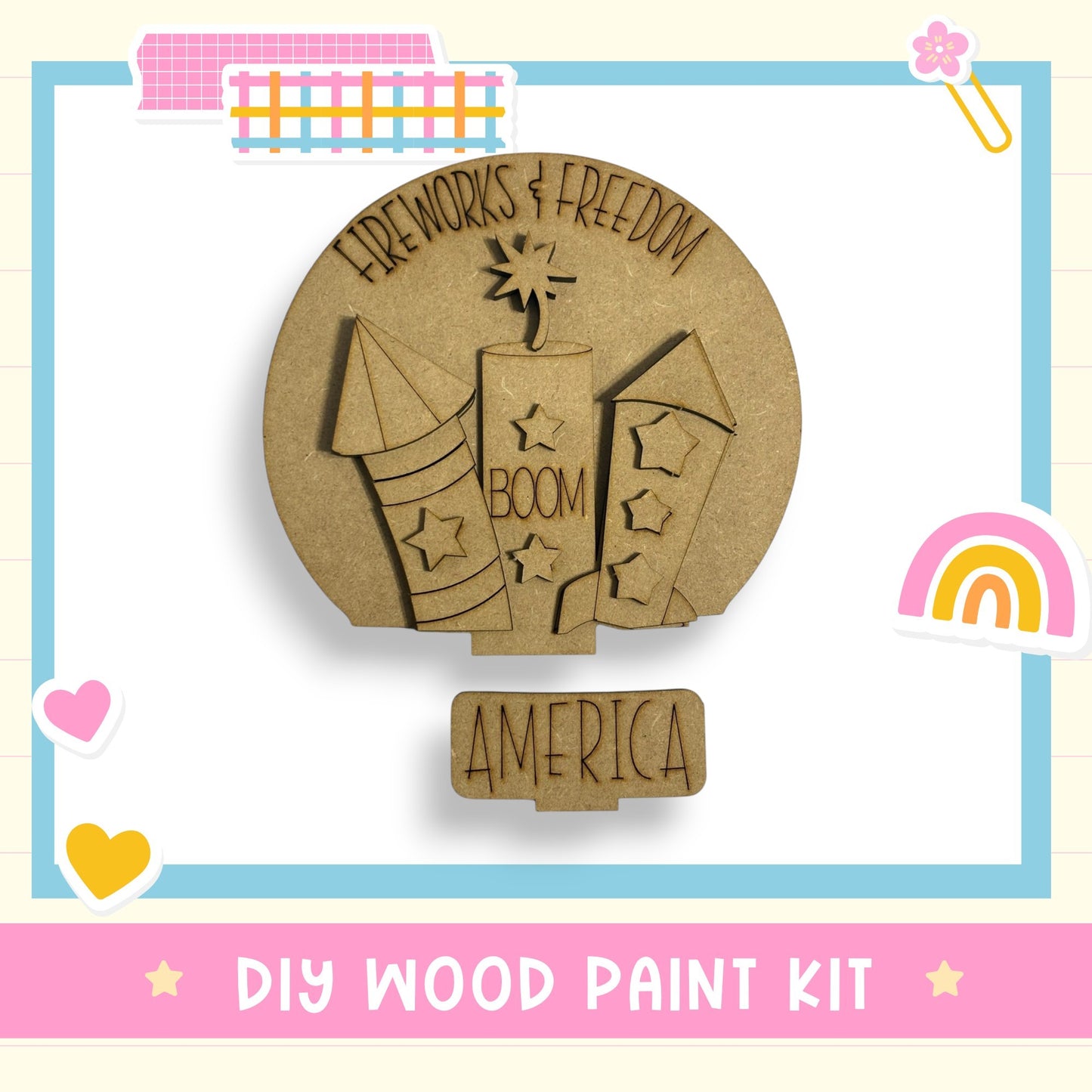 a wooden craft kit with a picture of a balloon