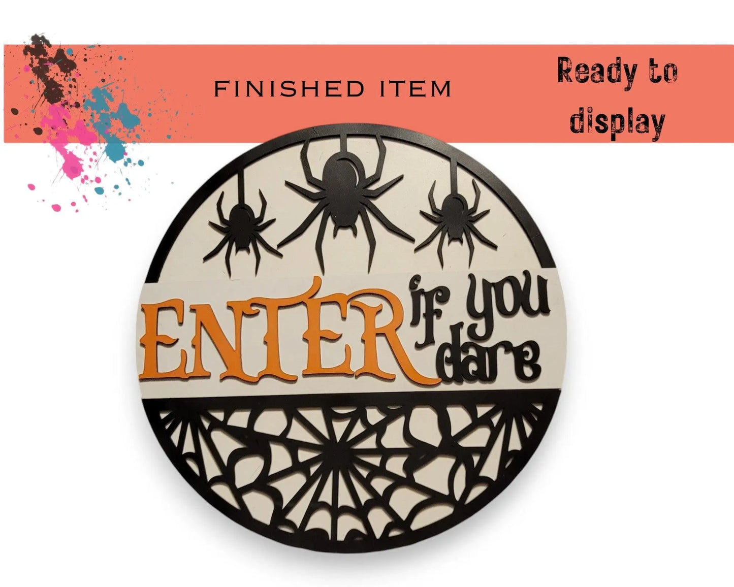a picture of a sign that says, finished item ready to display