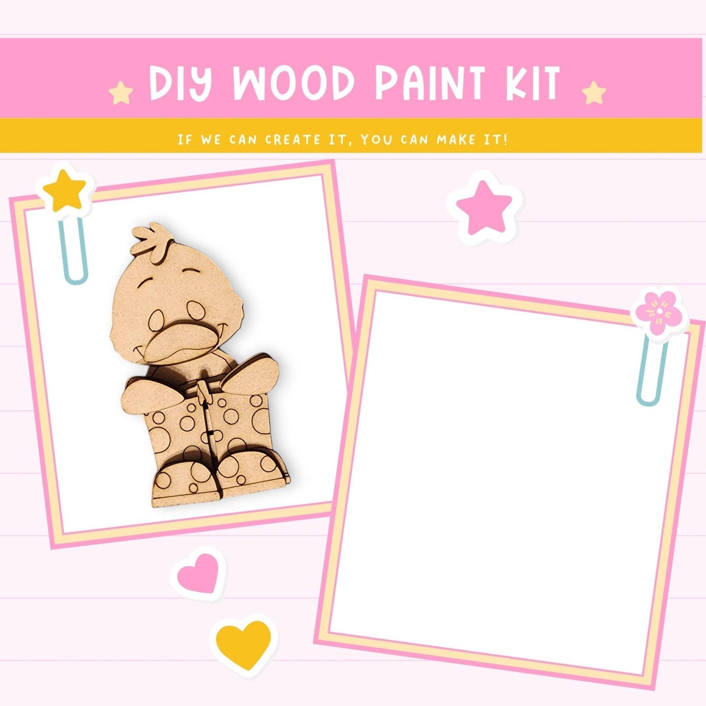 a wooden craft kit with a picture of a teddy bear