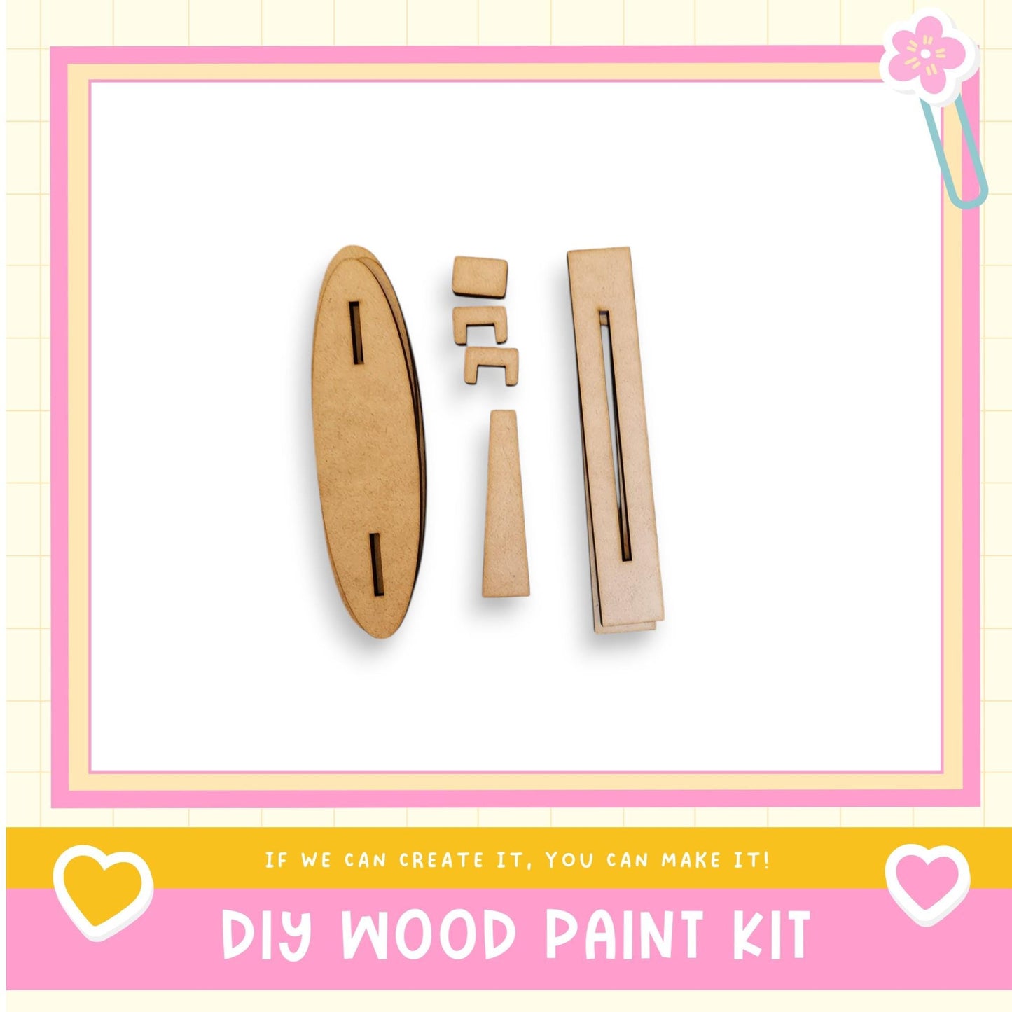 a wooden craft kit with a surfboard and paddle