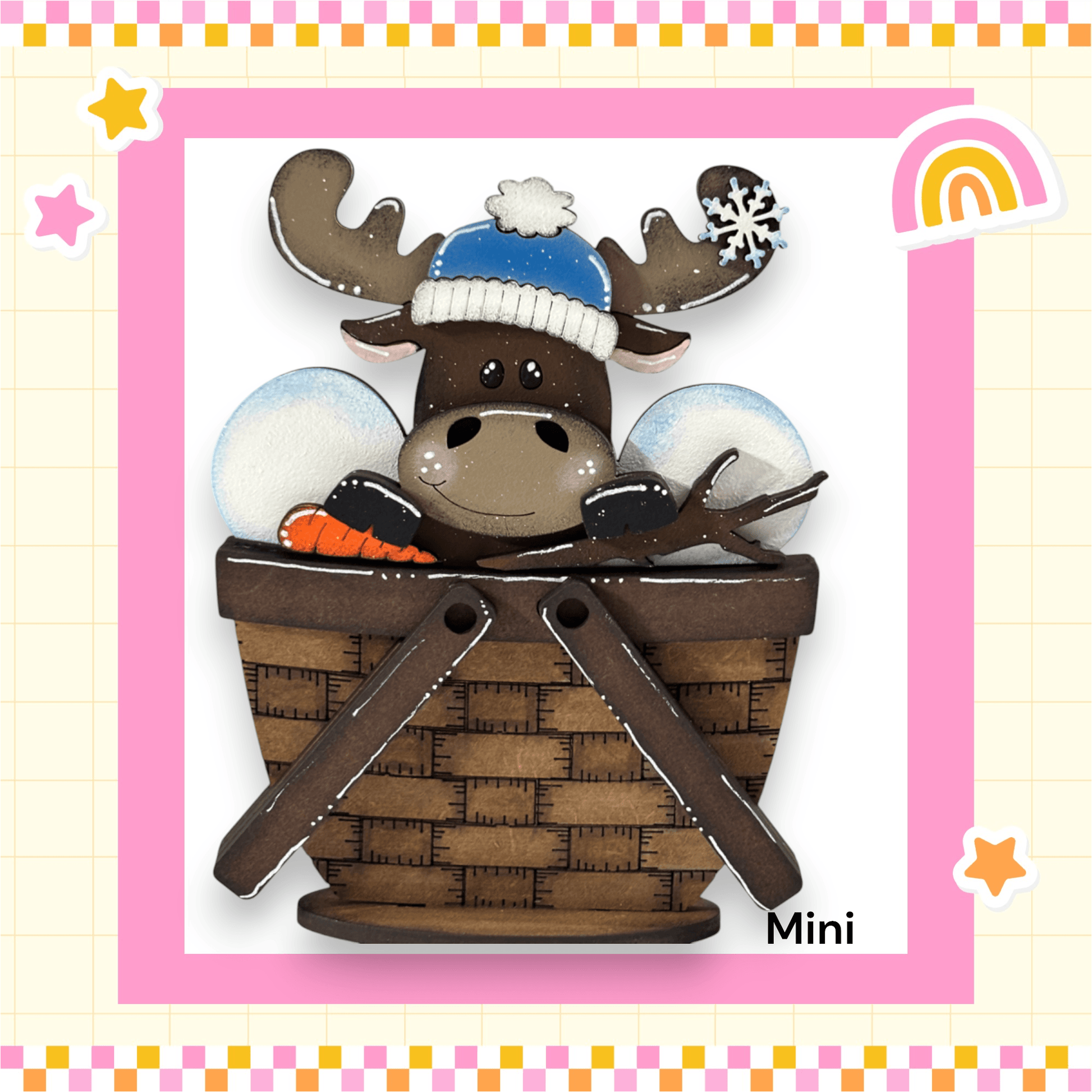 a picture of a stuffed animal in a basket