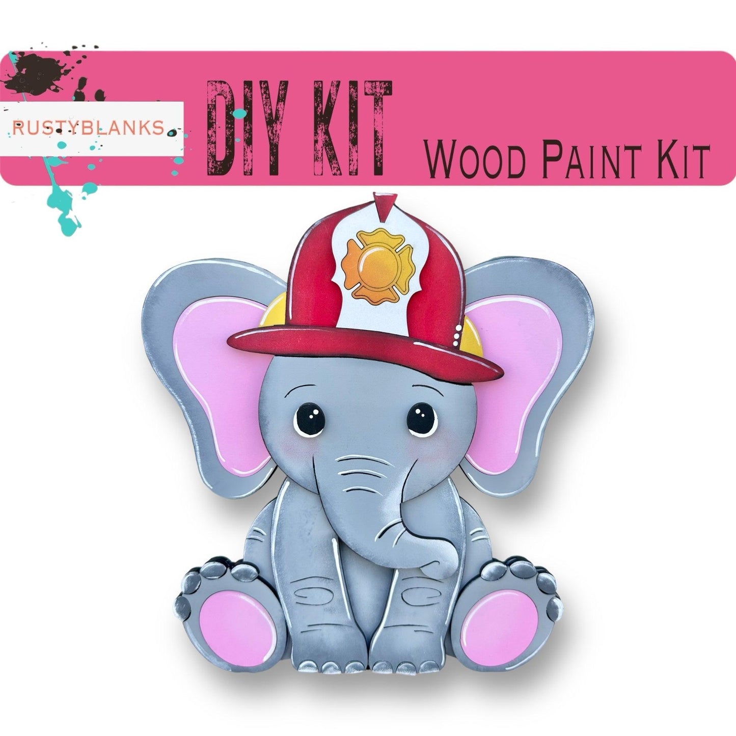 a picture of an elephant wearing a fireman's hat