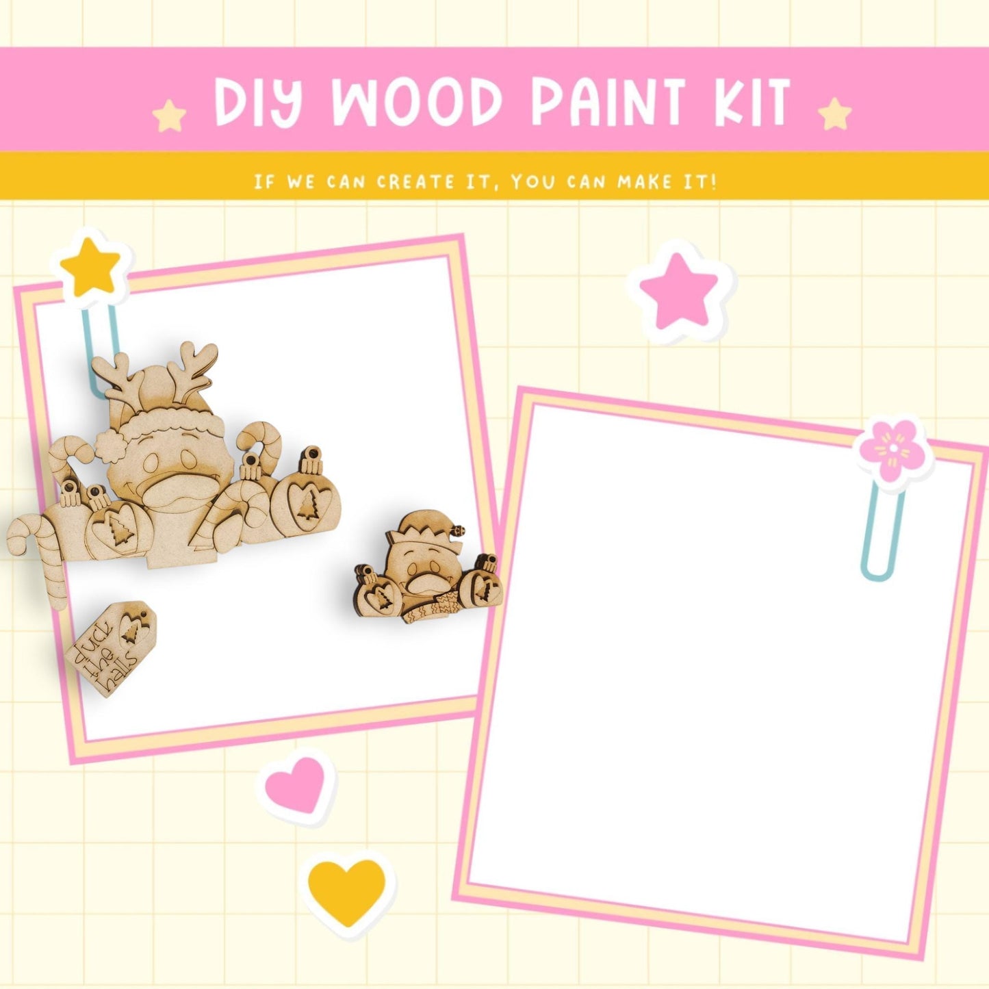 a picture of a wooden craft kit with a picture of a teddy bear