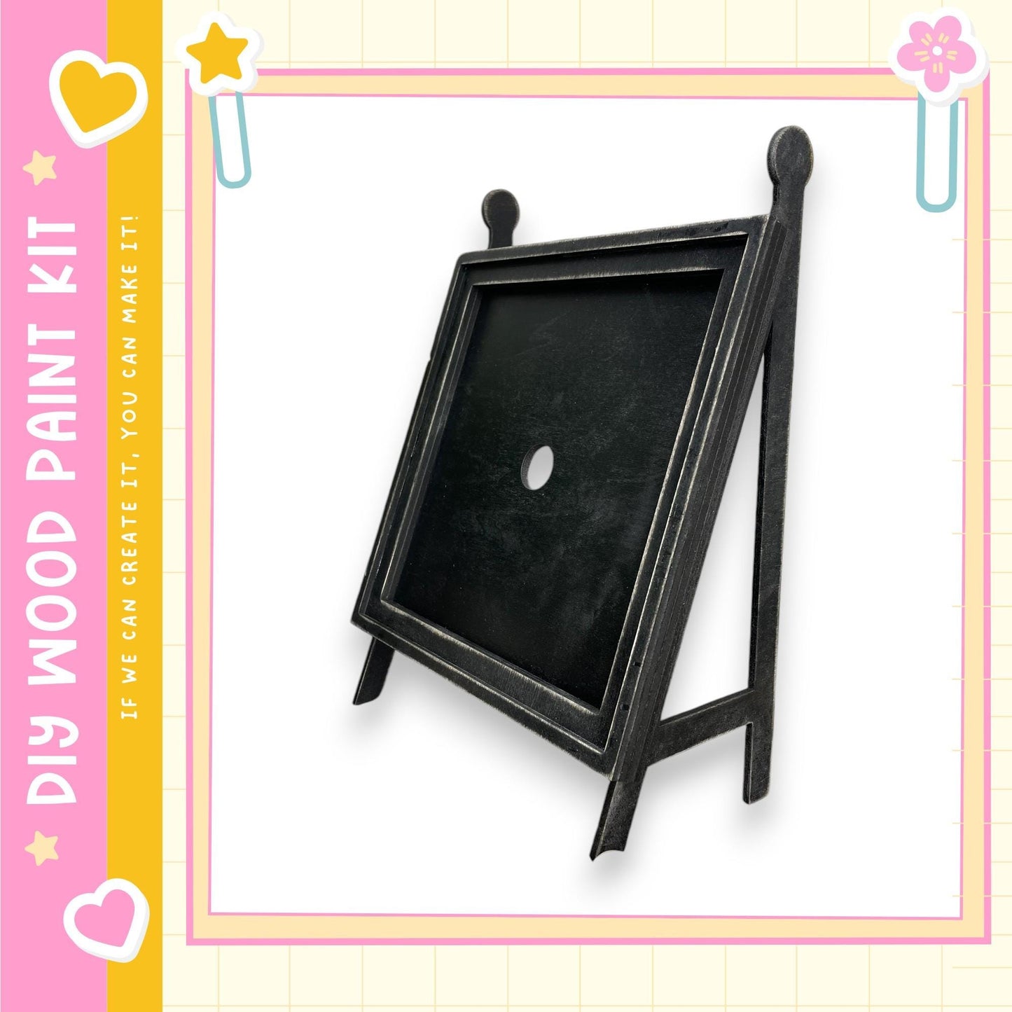 a black paint palette with a white background.