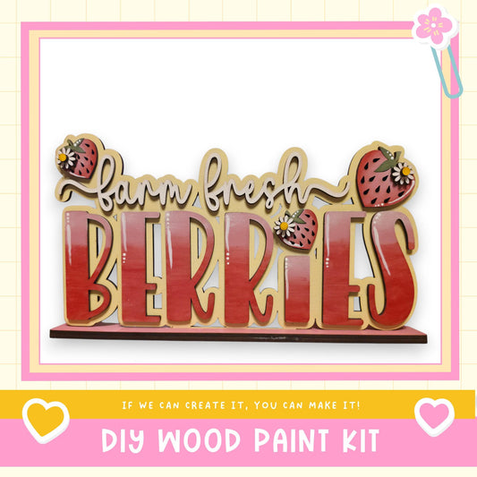 a DIY wood paint kit for creating a farm fresh berry sign.