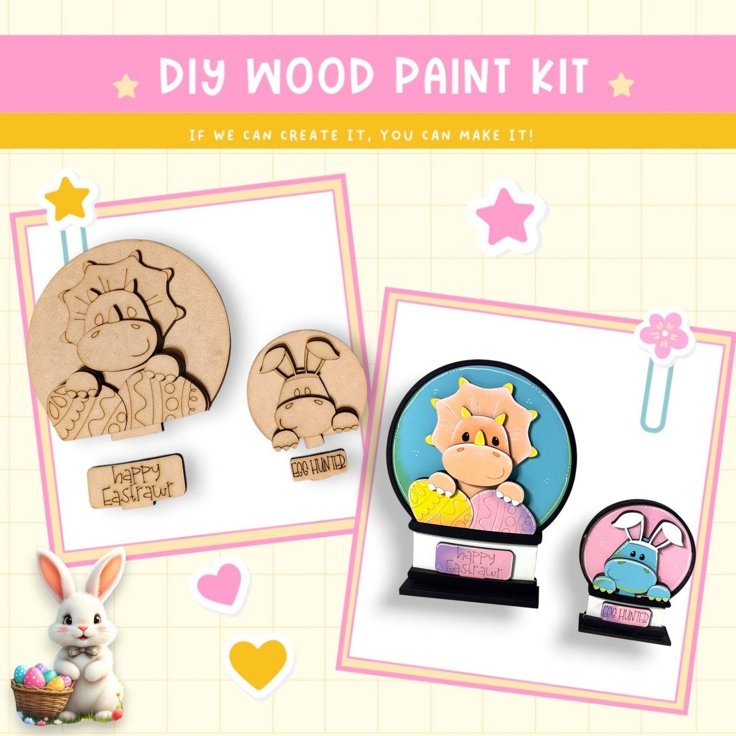 a wooden craft kit with a picture of a cartoon character