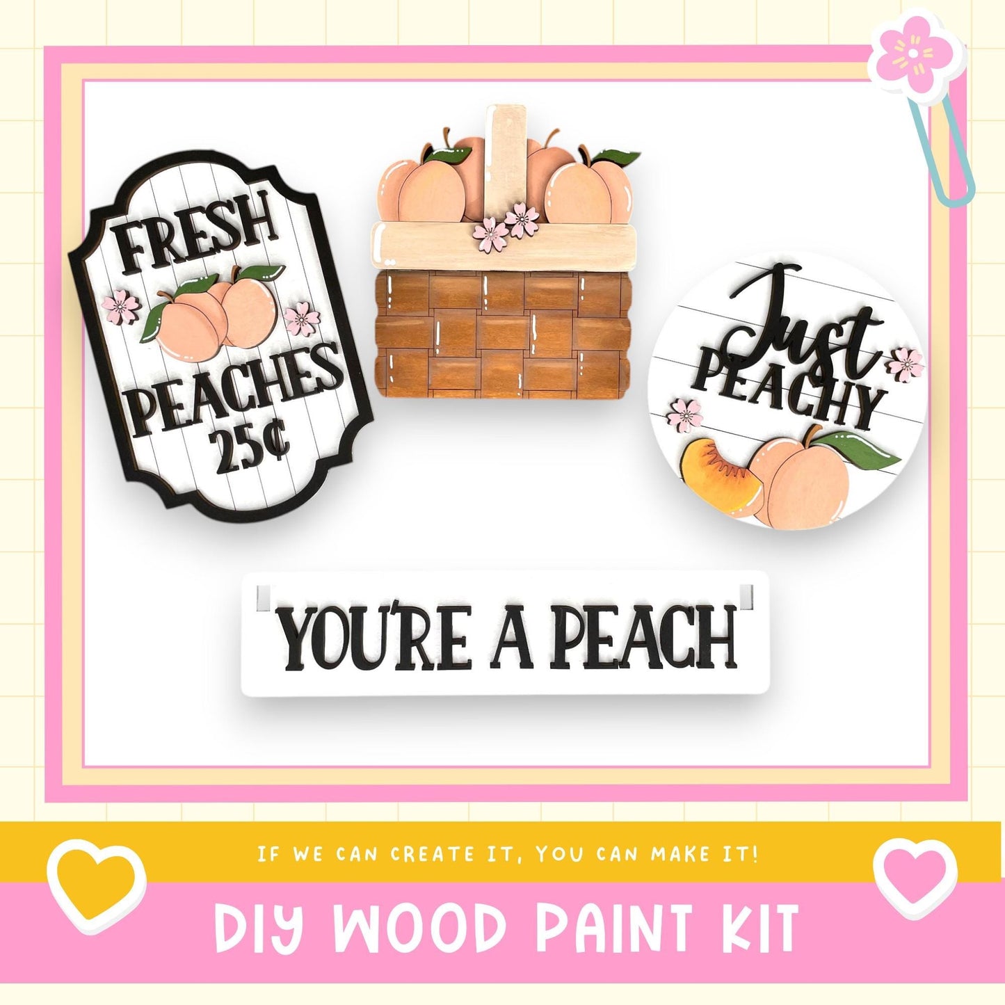 a picture of a wooden box with peaches on it