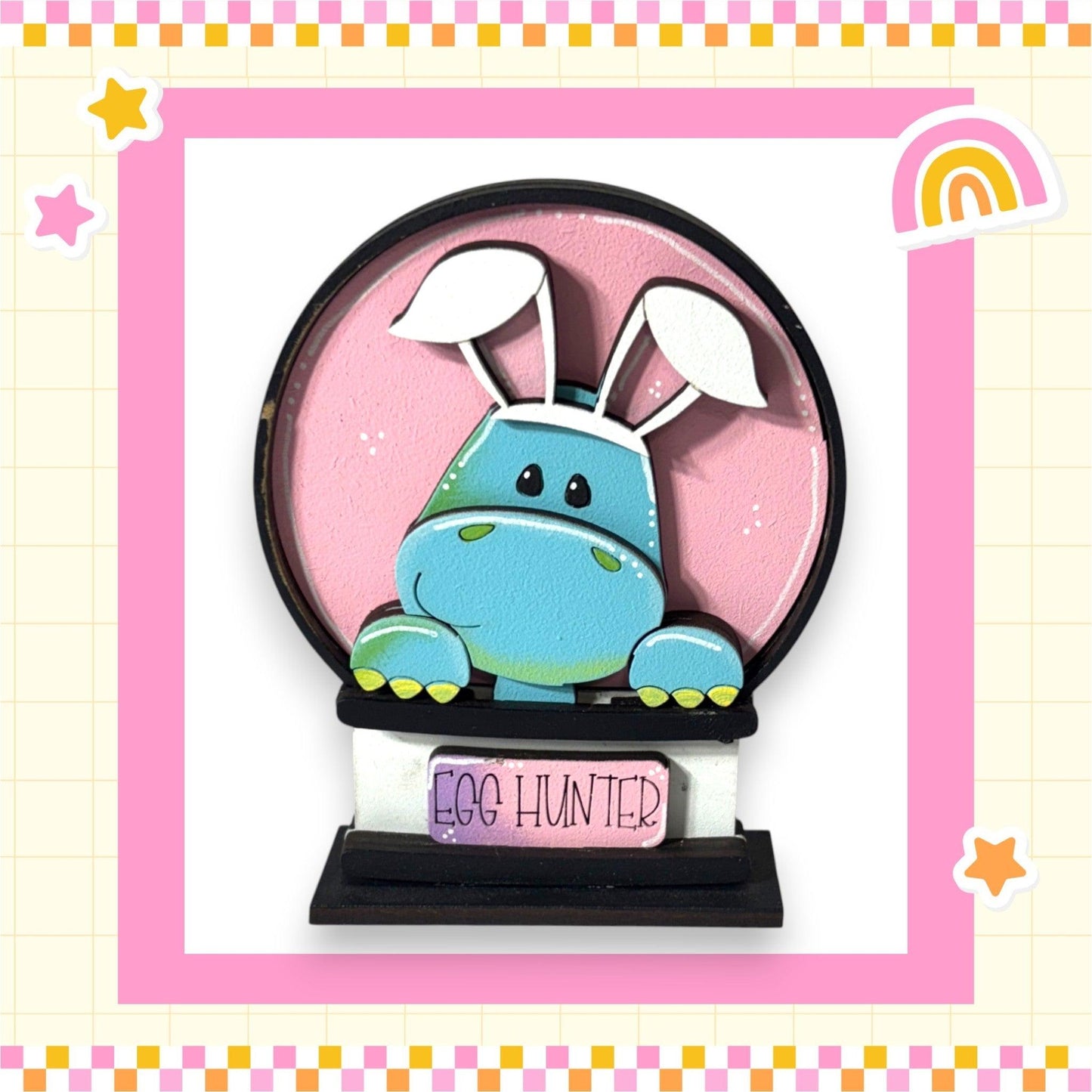 a picture of a cartoon character on a pink background