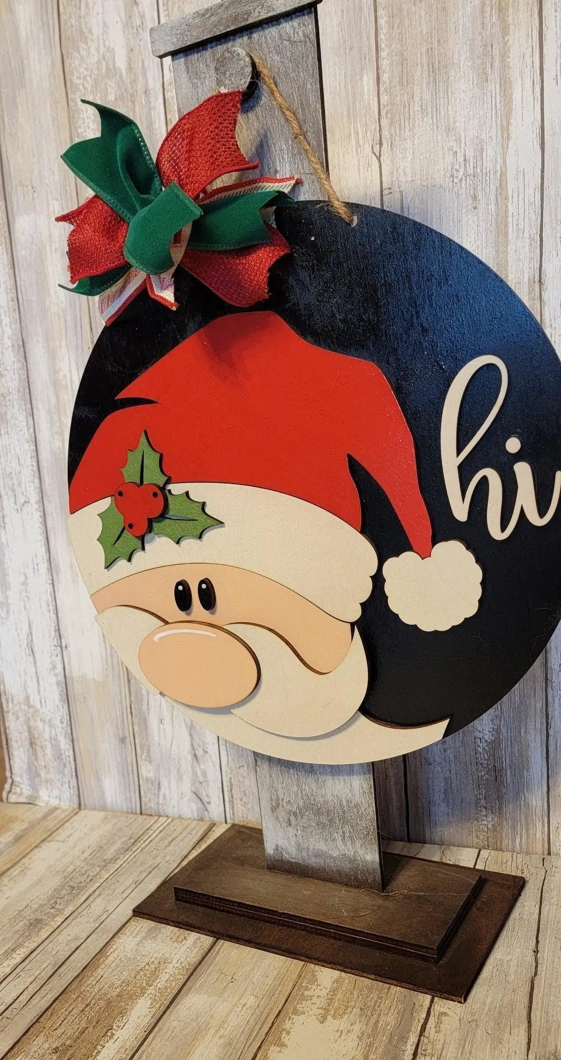 Christmas Santa Hi Porch Sign Door Hanger - RusticFarmhouseDecor
