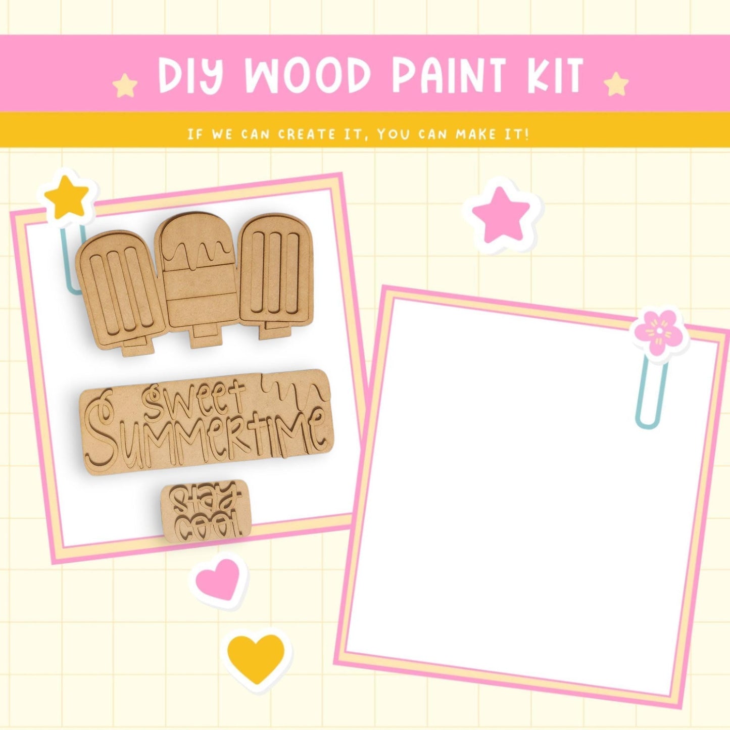a wooden craft kit with a picture and a picture frame