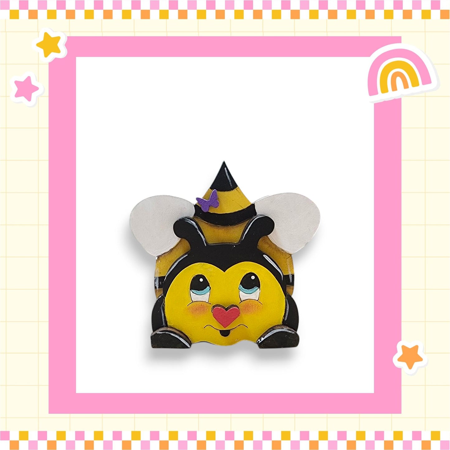 a picture of a bee wearing a hat