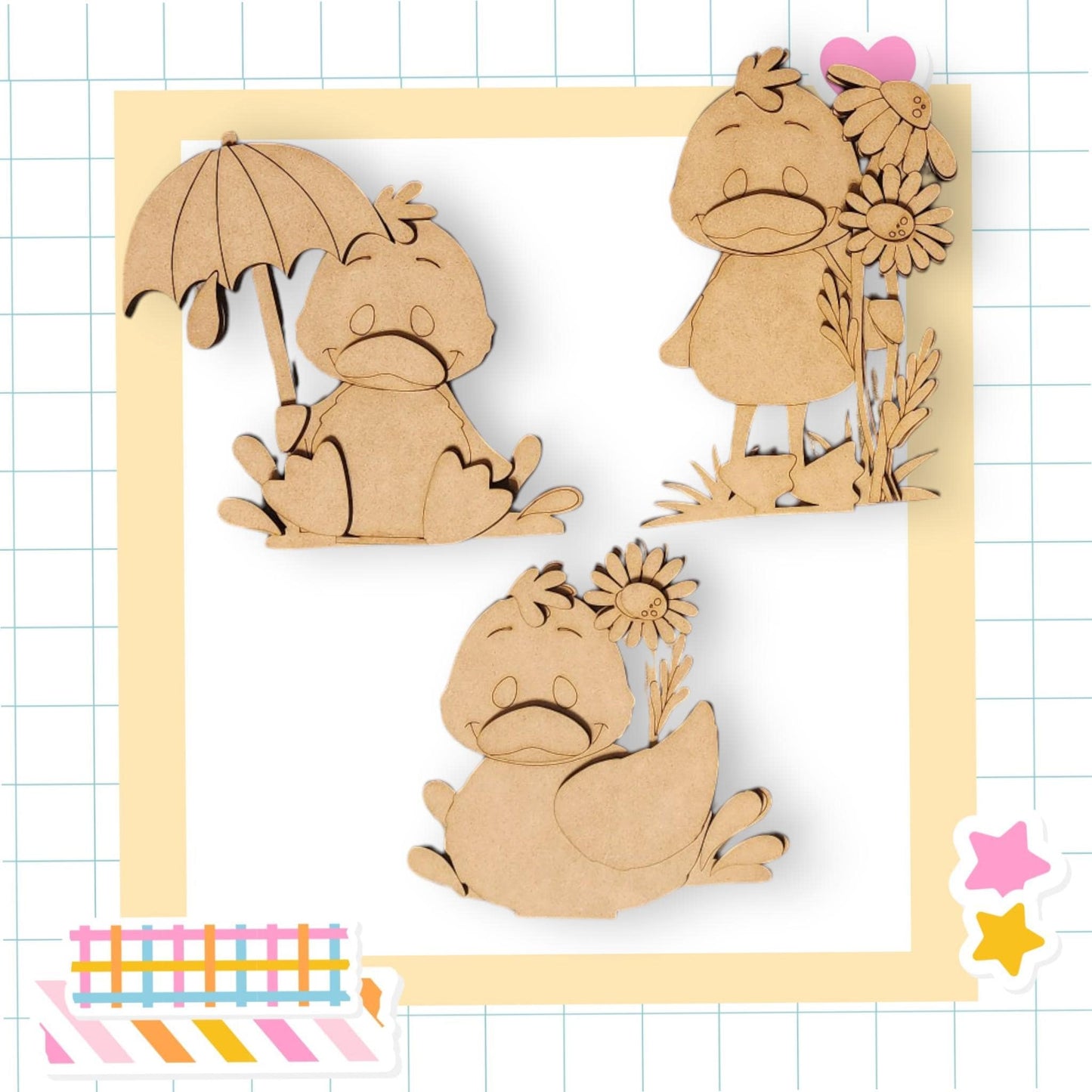 a wooden cutout of a squirrel holding an umbrella
