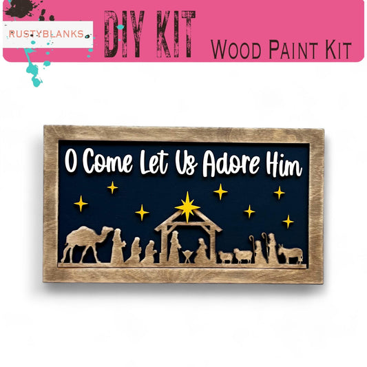 a wooden nativity scene with the birth of jesus