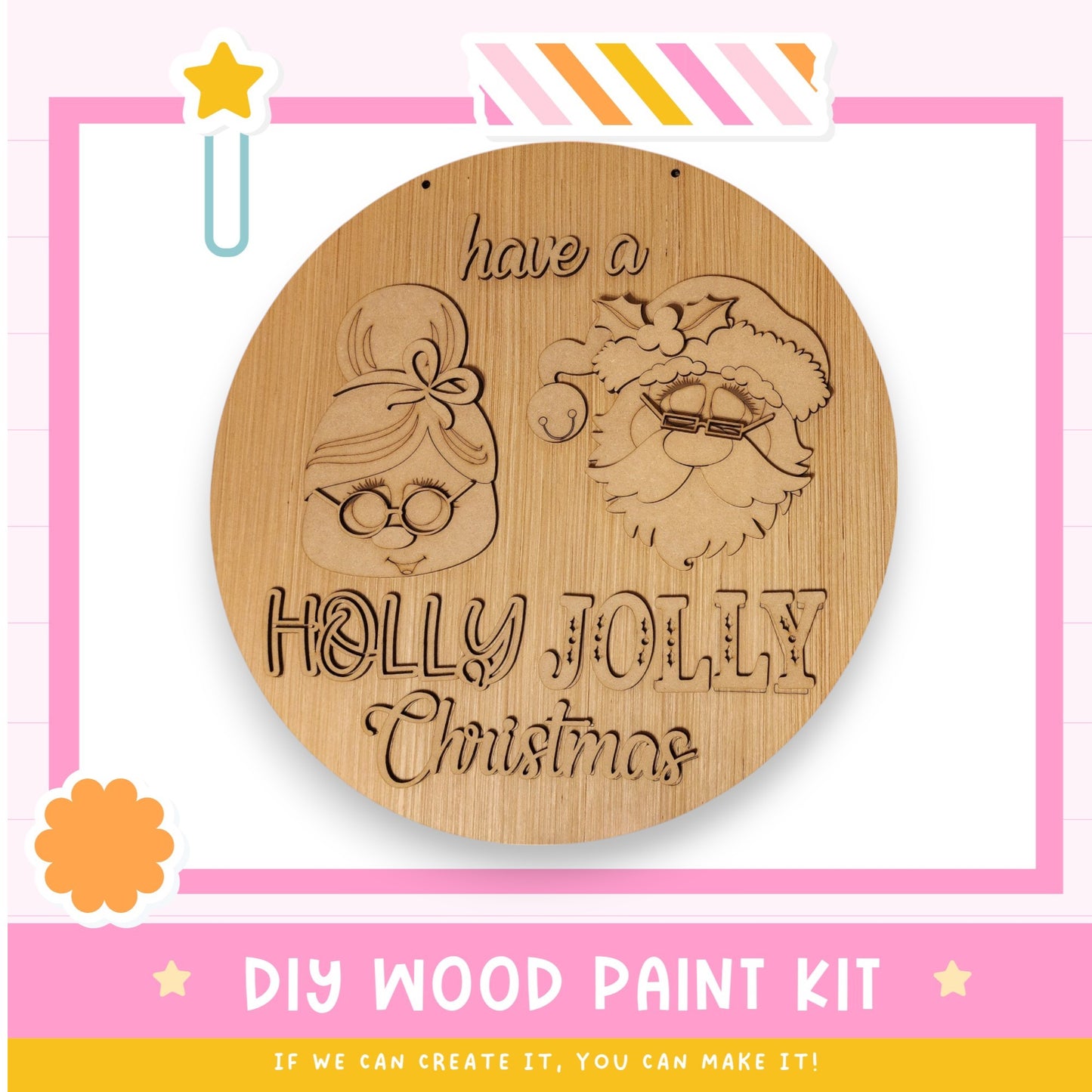 a wooden christmas ornament with a picture of a sheep