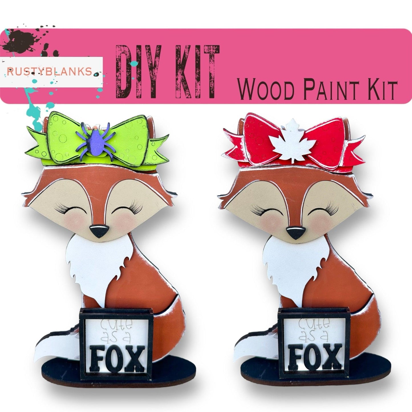 a picture of a fox with a bow on its head